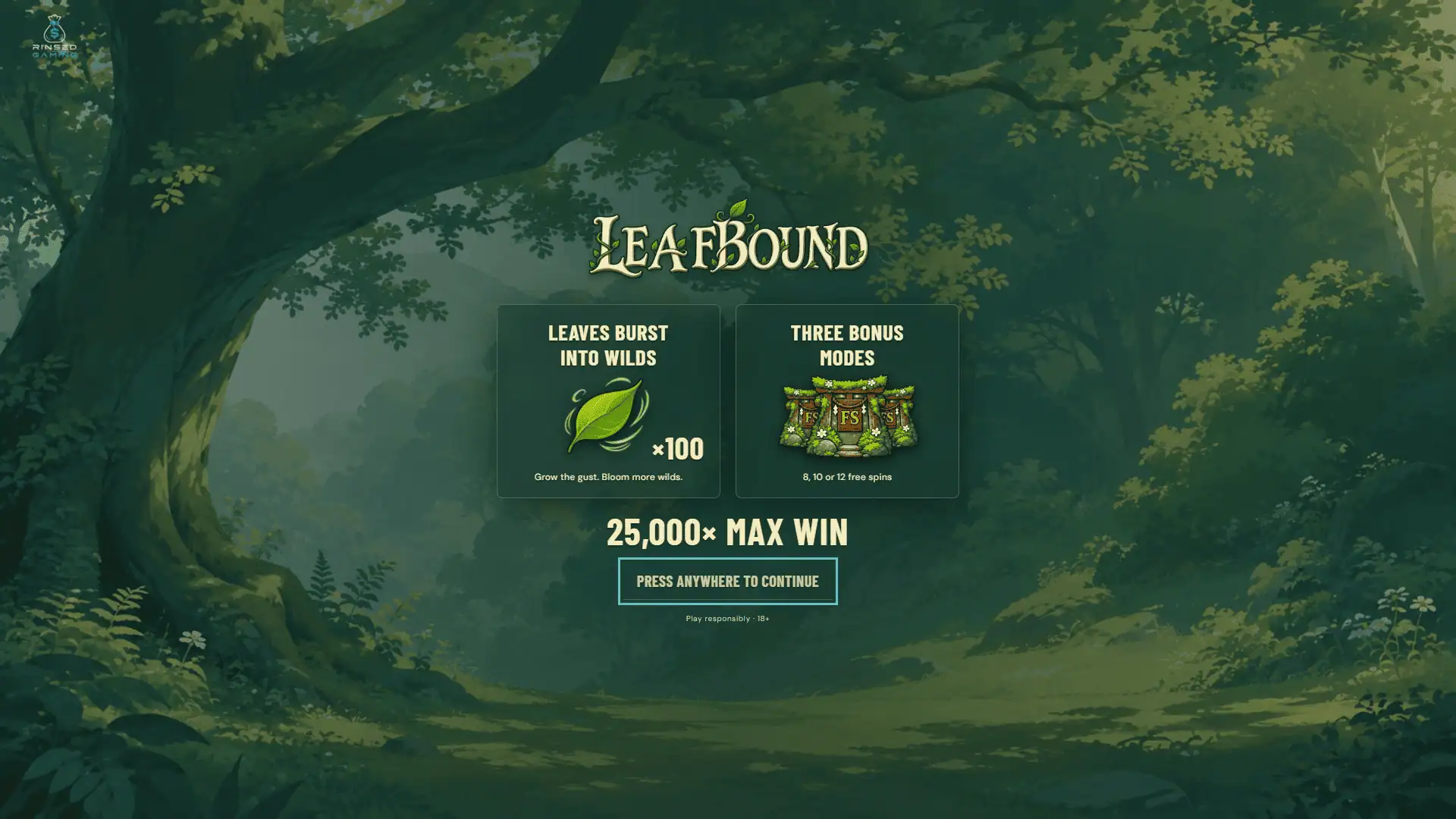 Leafbound slot intro screen