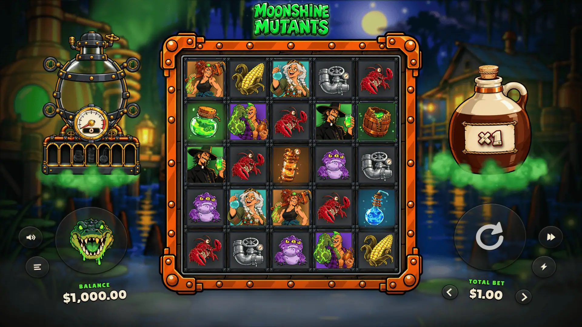 Moonshine Mutants slot gameplay reels