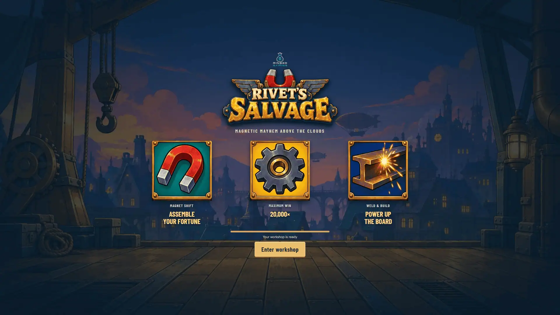 Rivet&rsquo;s Salvage slot intro screen