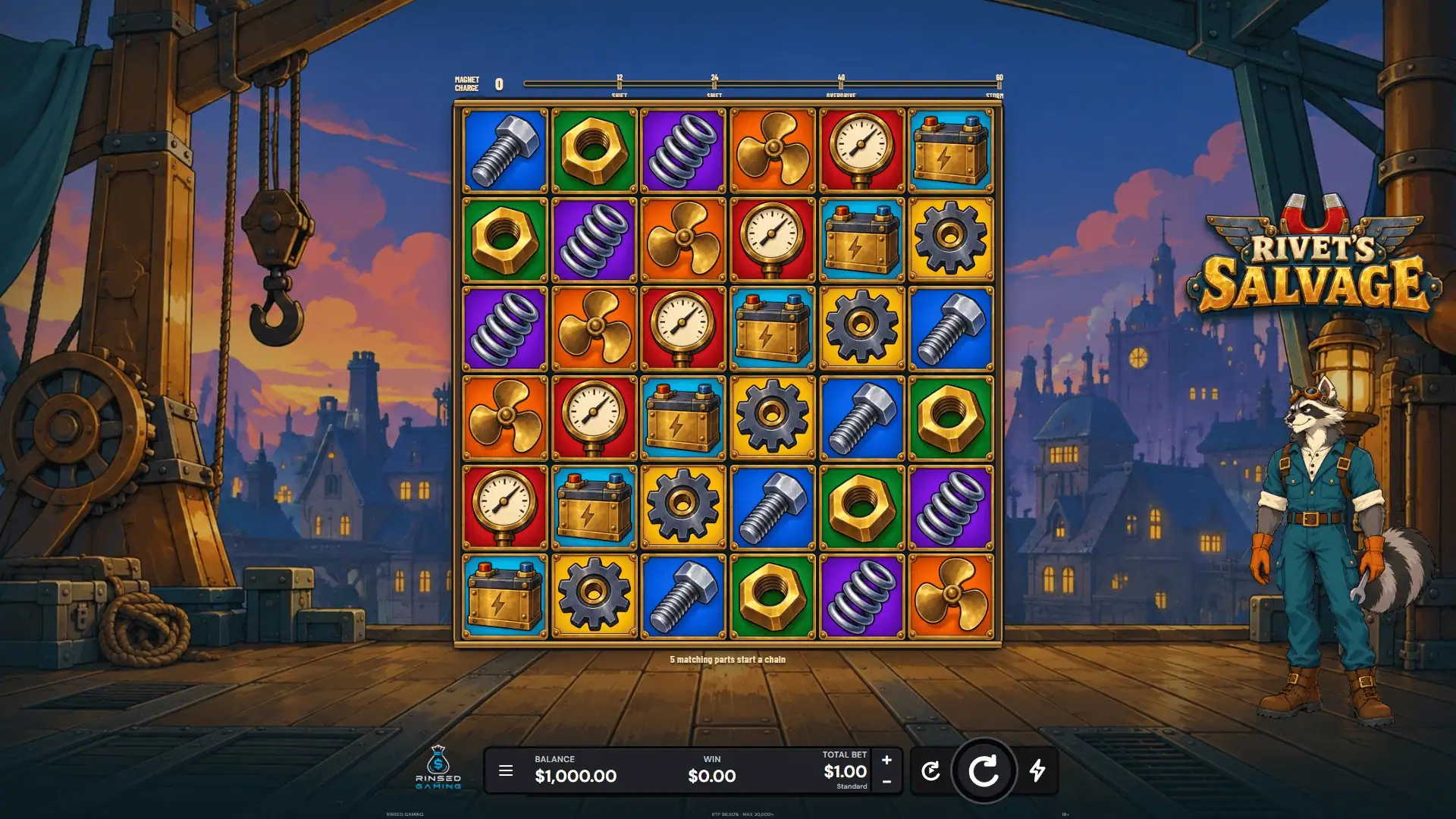 Rivet&rsquo;s Salvage slot gameplay reels
