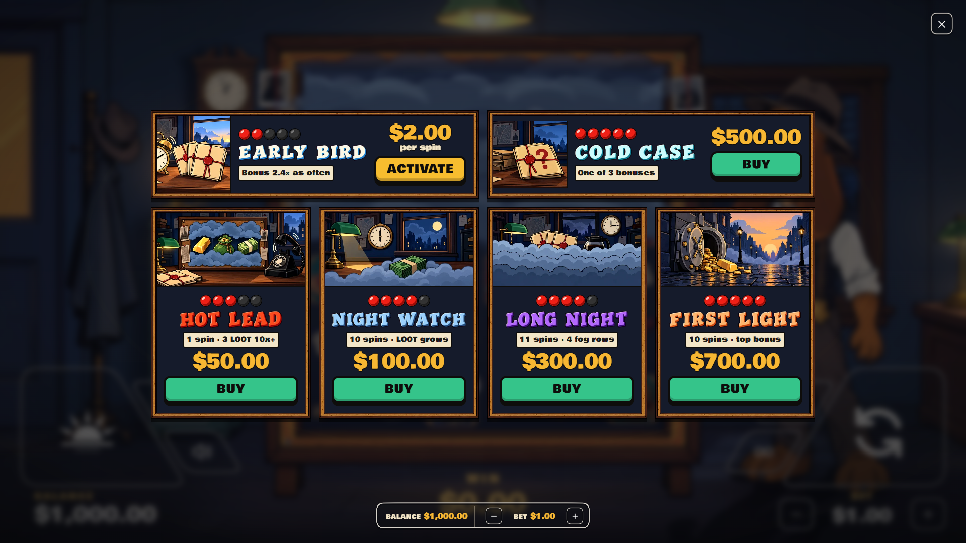 Cold Nose bonus buy menu