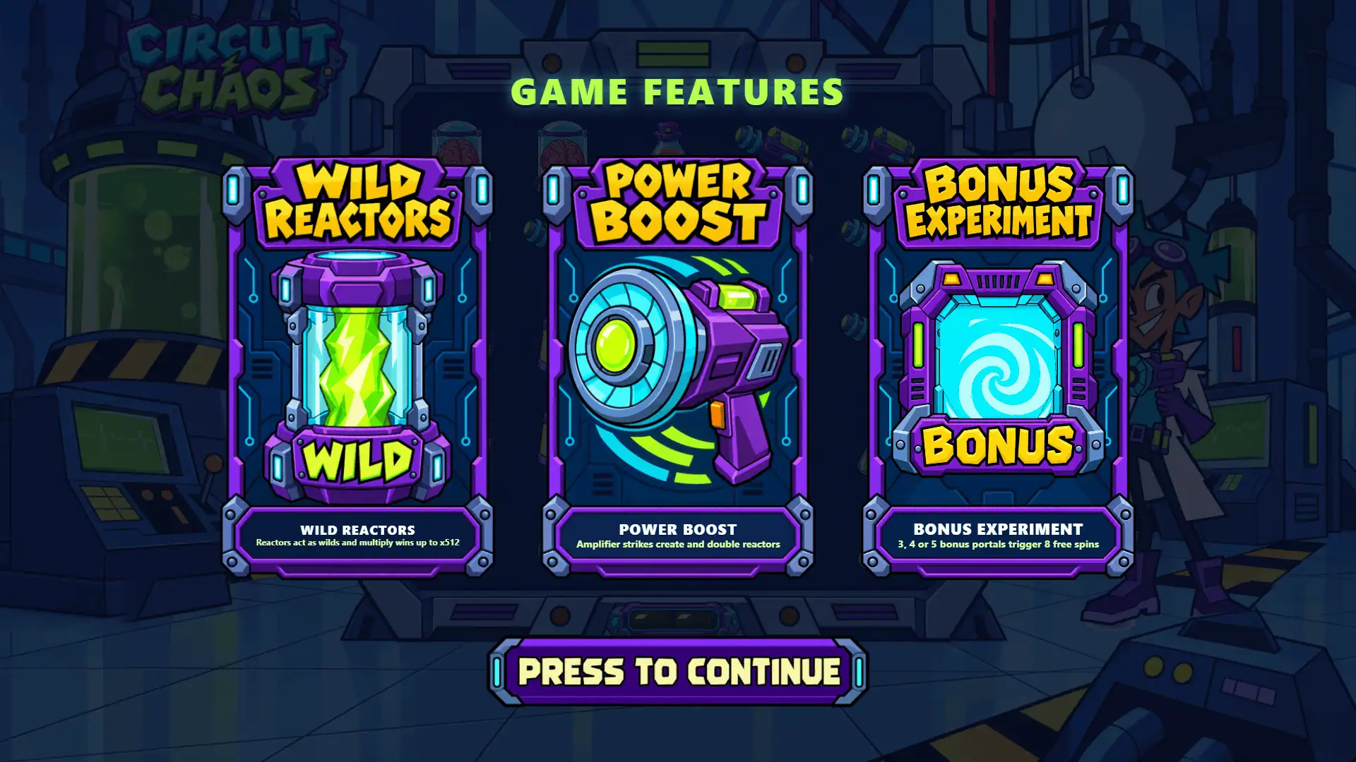 Circuit Chaos slot intro screen