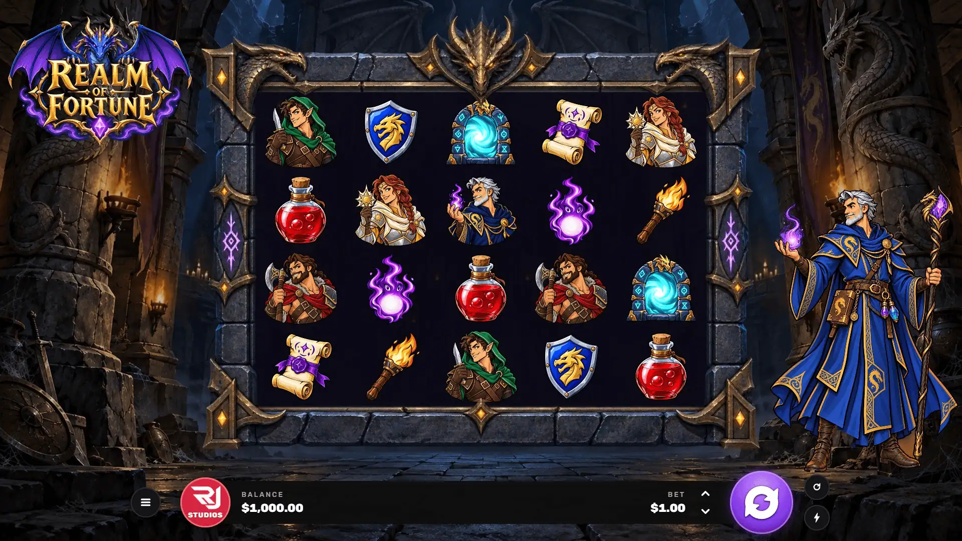 Realm Of Fortune slot gameplay reels