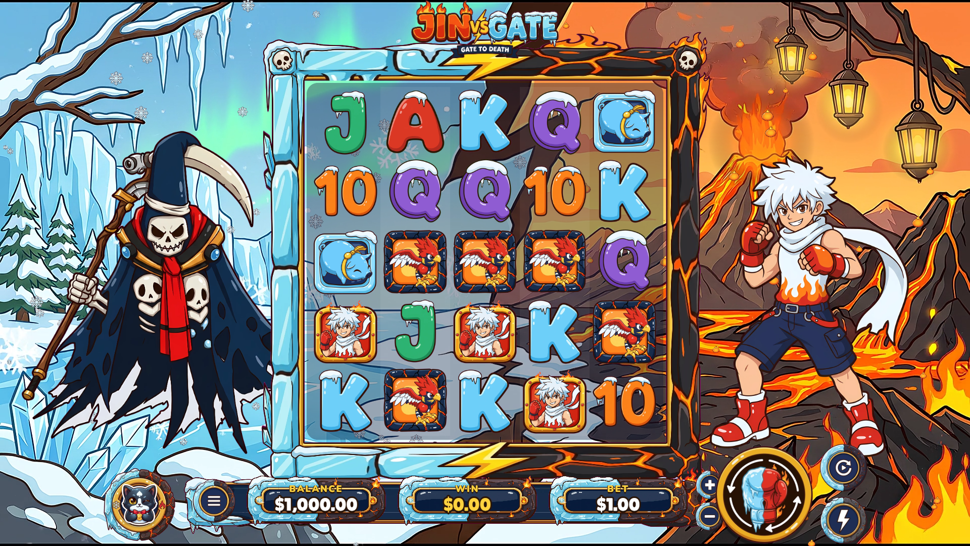Jin vs Gate slot gameplay reels