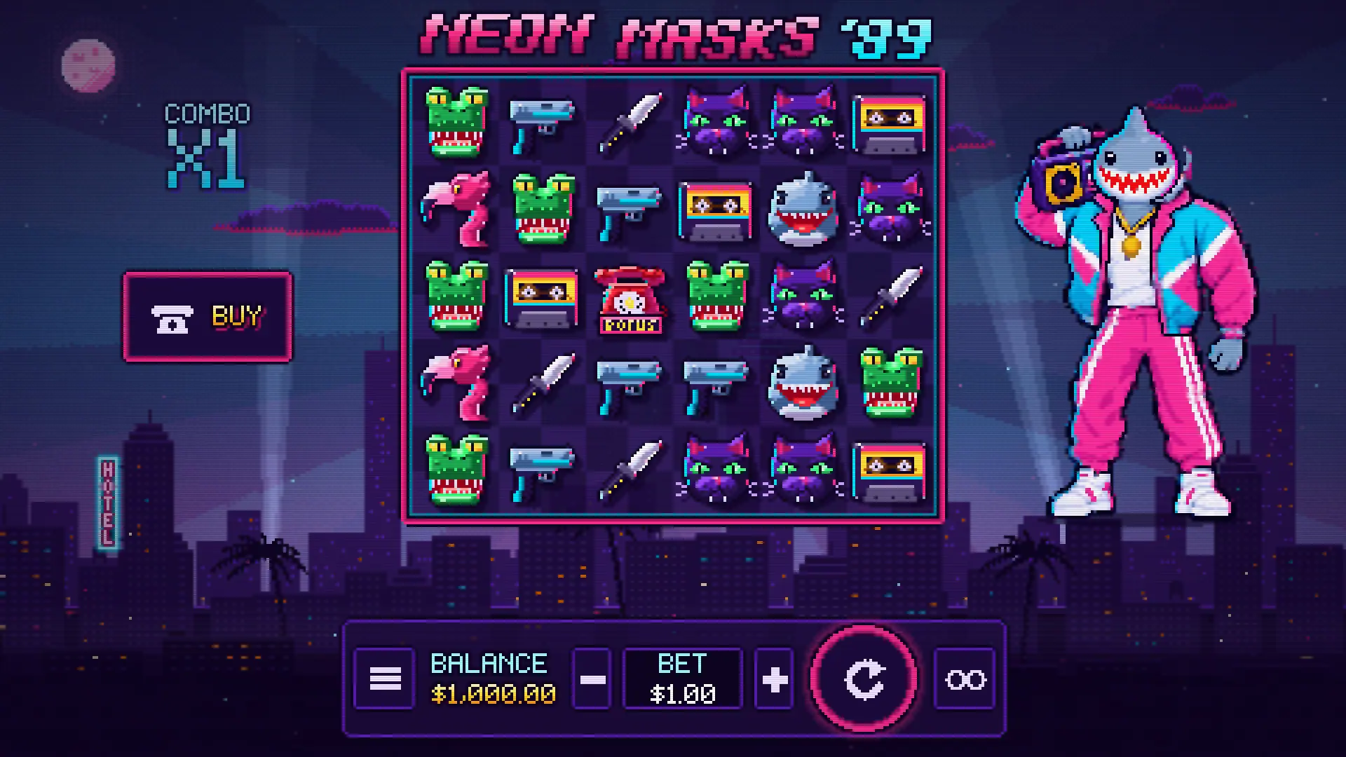 Neon Masks slot gameplay reels