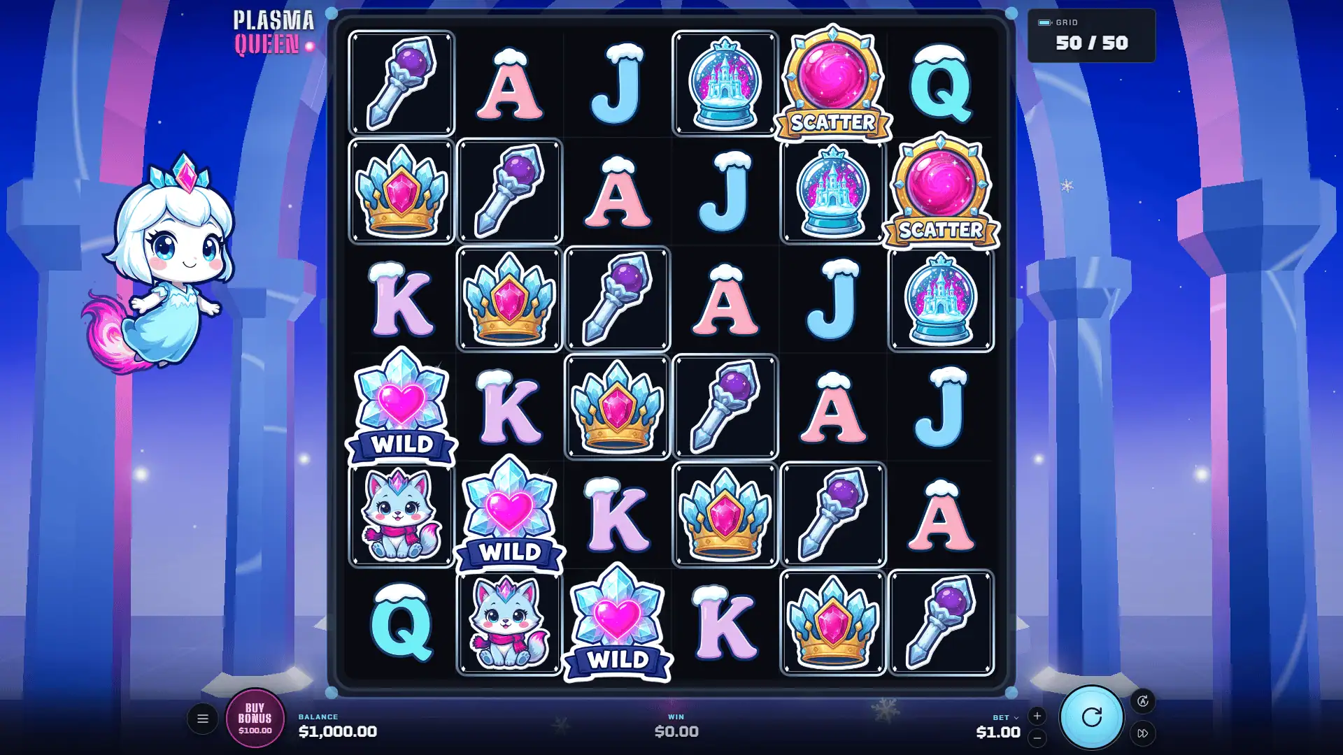 Plasma Queen slot gameplay reels