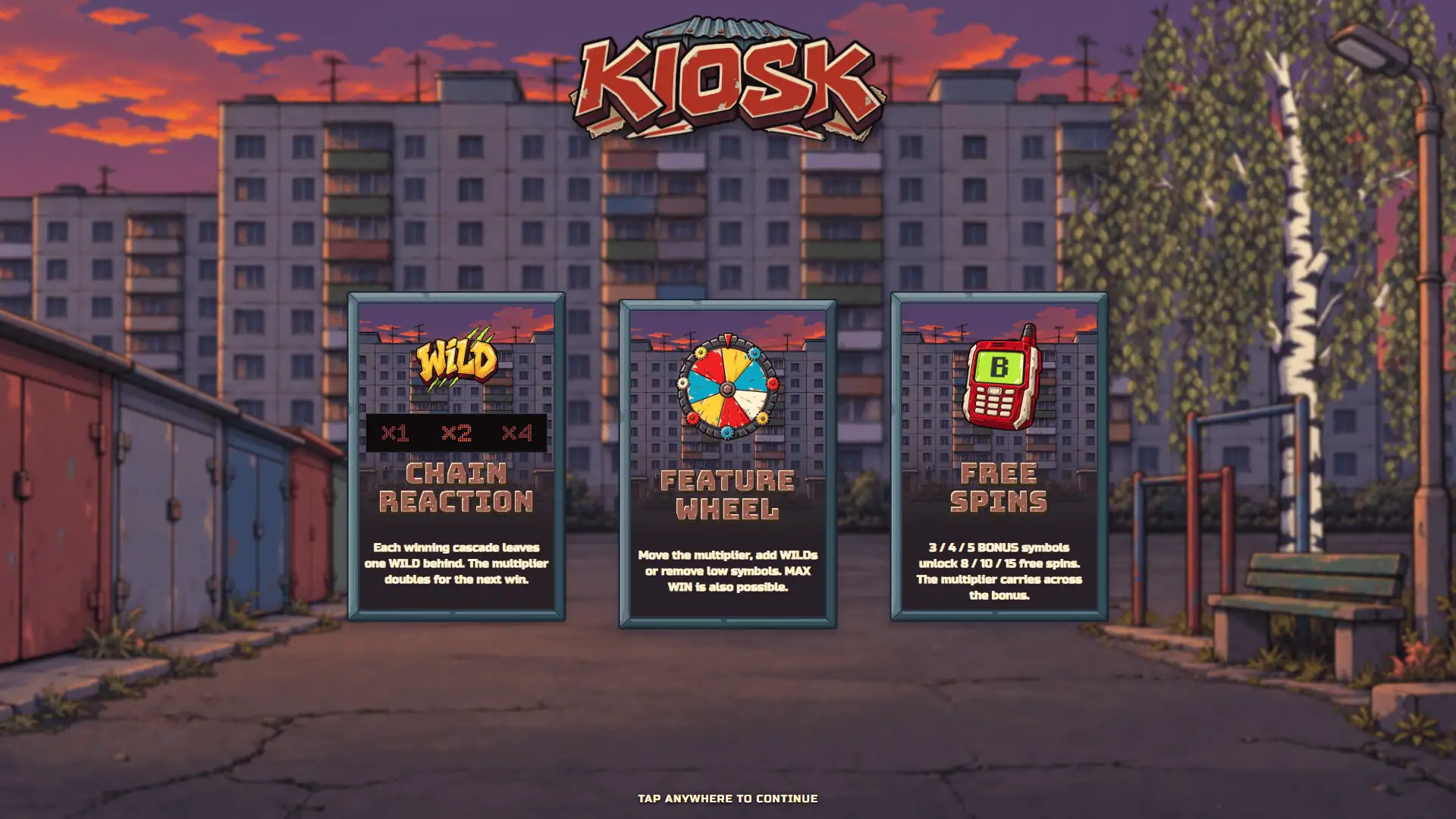 Kiosk slot intro screen