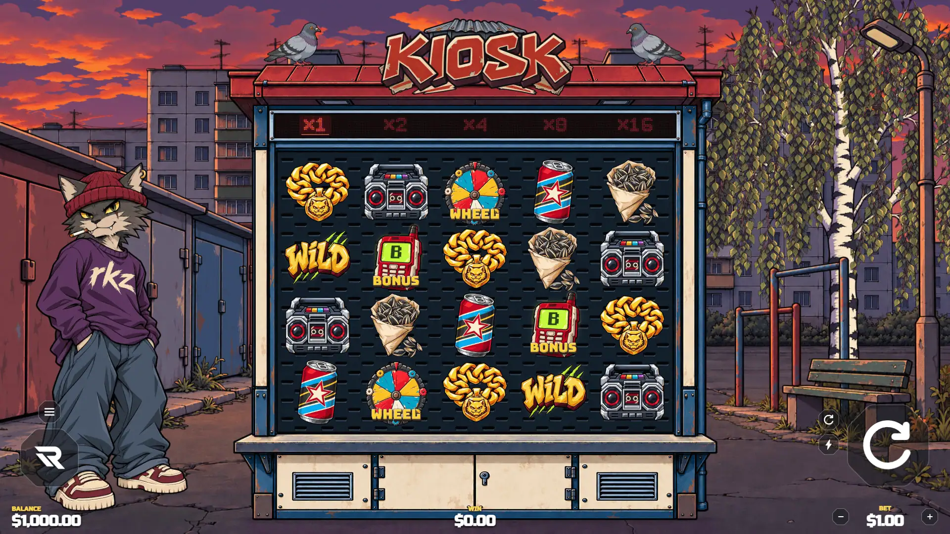 Kiosk slot gameplay reels