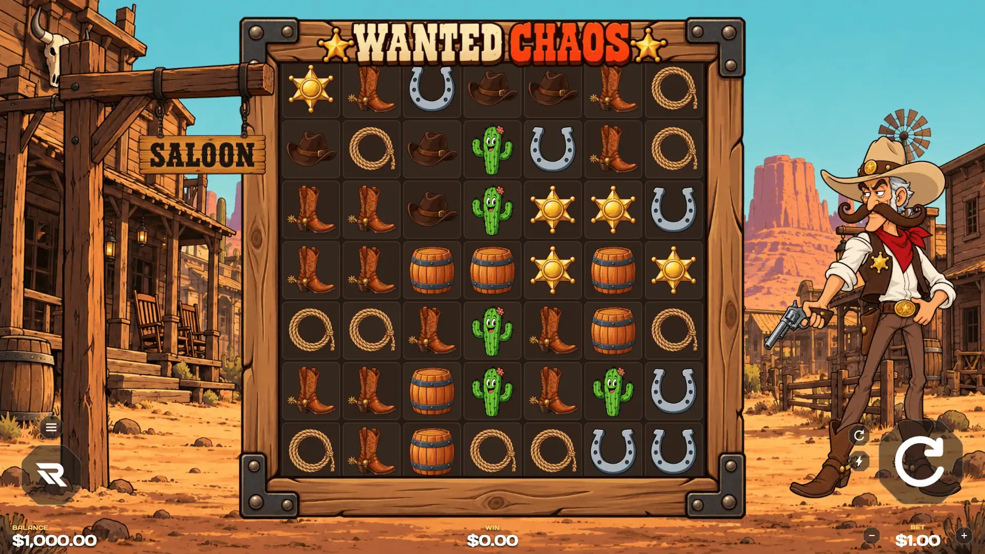 Wanted Chaos slot gameplay reels