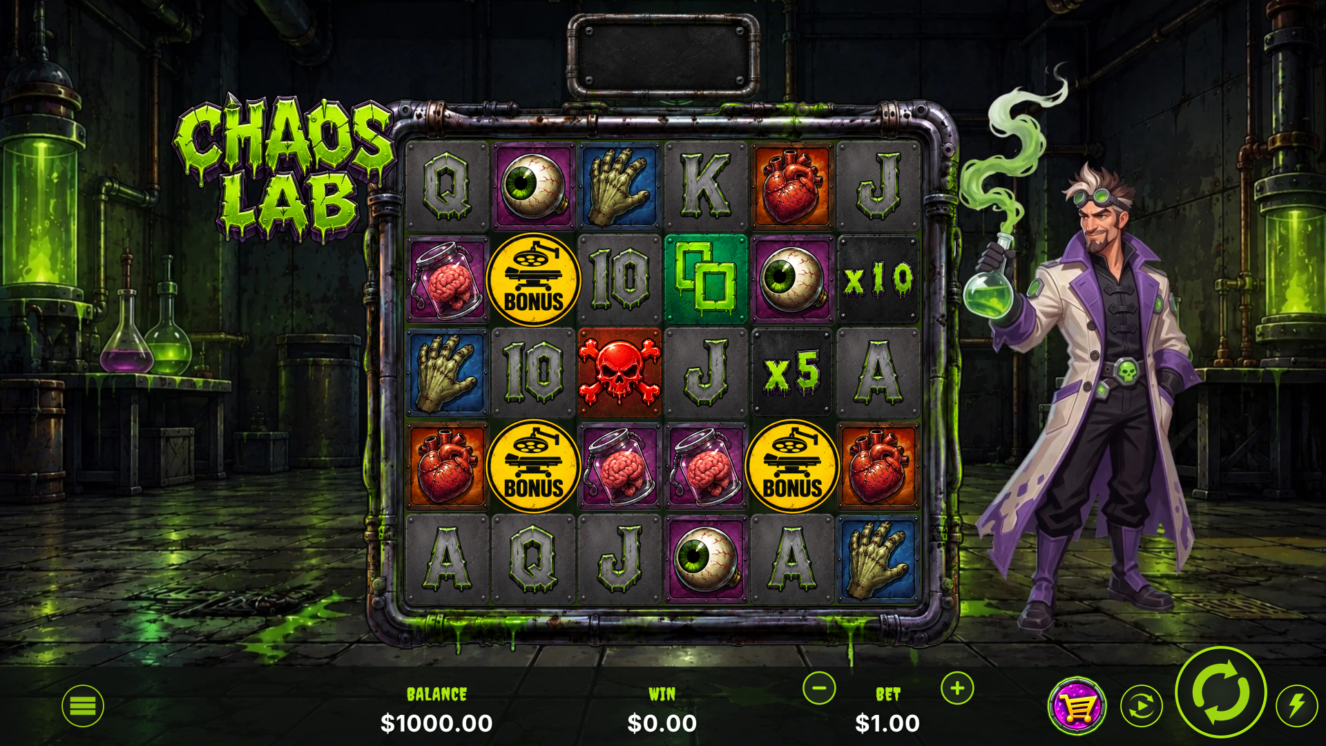Chaos Lab slot gameplay reels