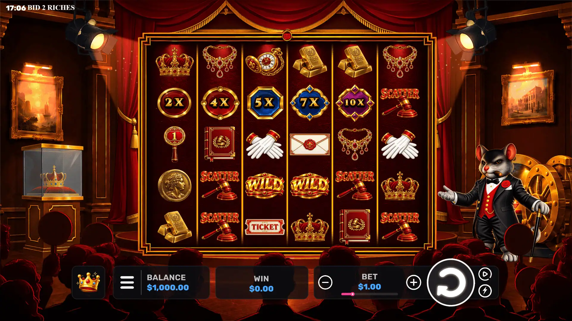 Bid 2 Riches slot gameplay reels