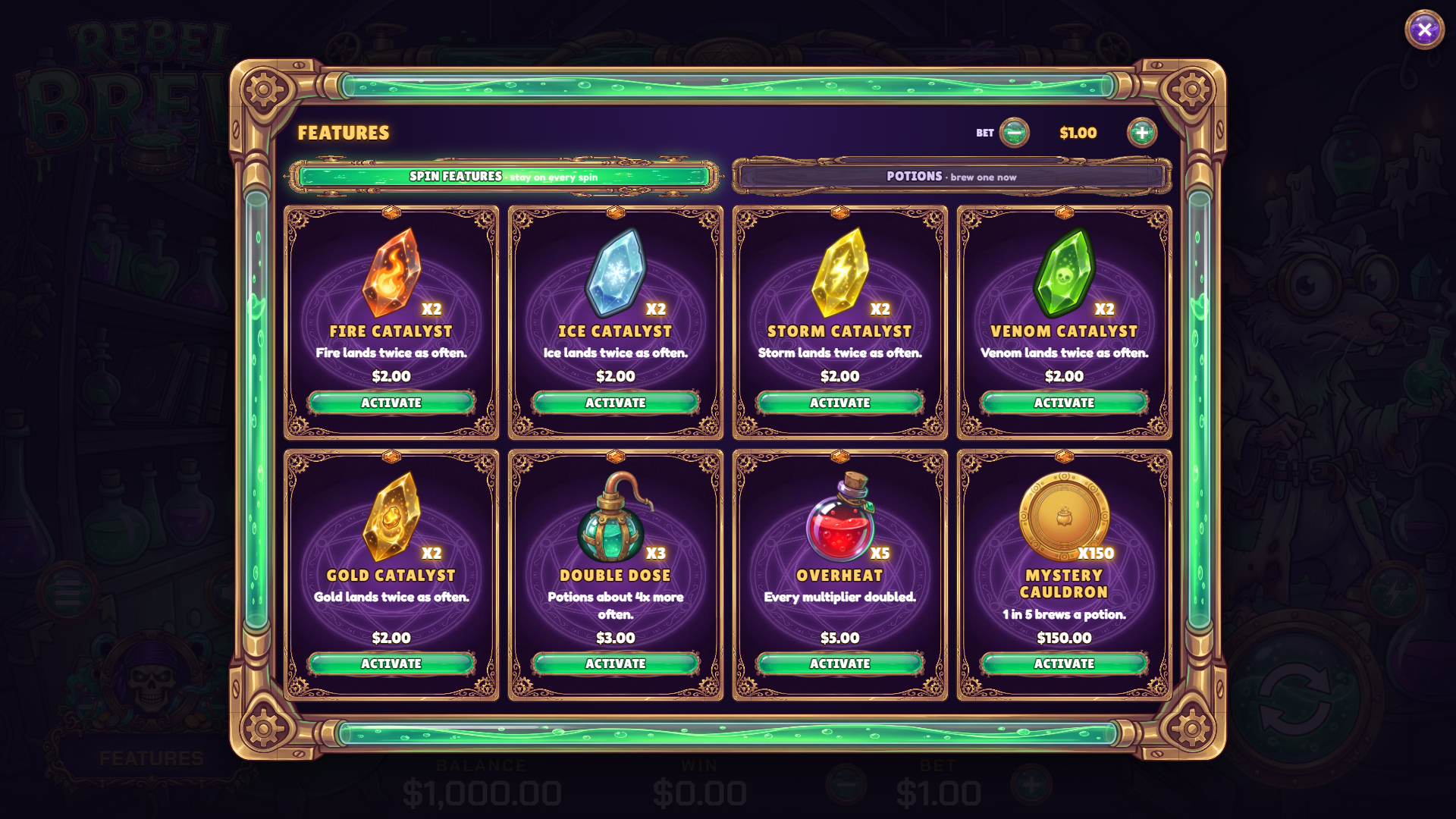 Rebel Brew bonus buy menu