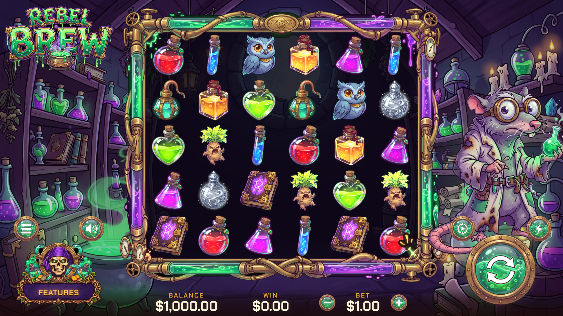 Rebel Brew slot gameplay reels