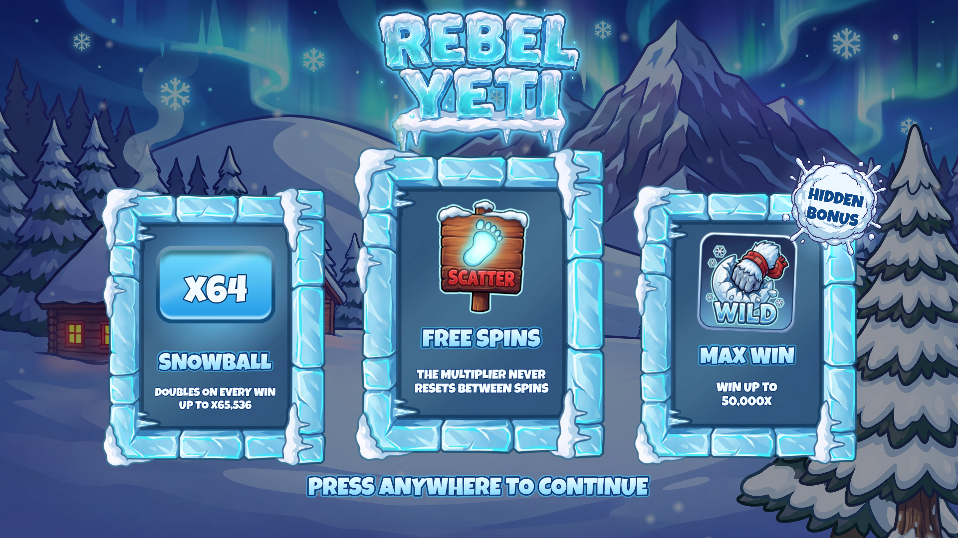 Rebel Yeti slot intro screen