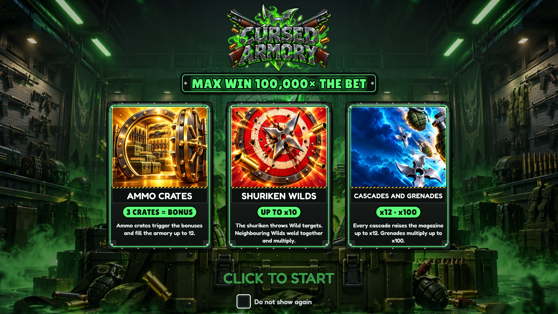Cursed Armory slot intro screen