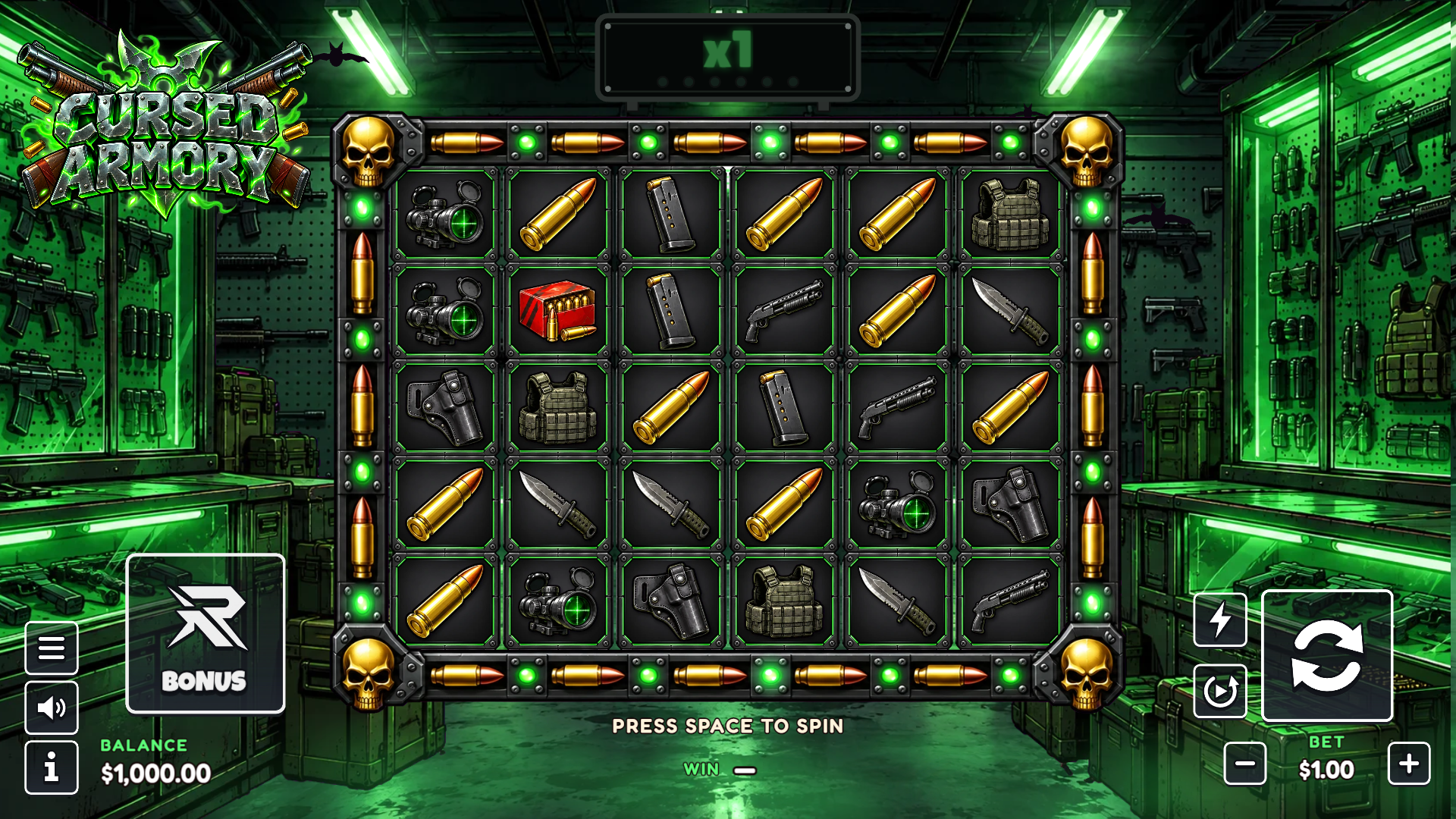 Cursed Armory slot gameplay reels