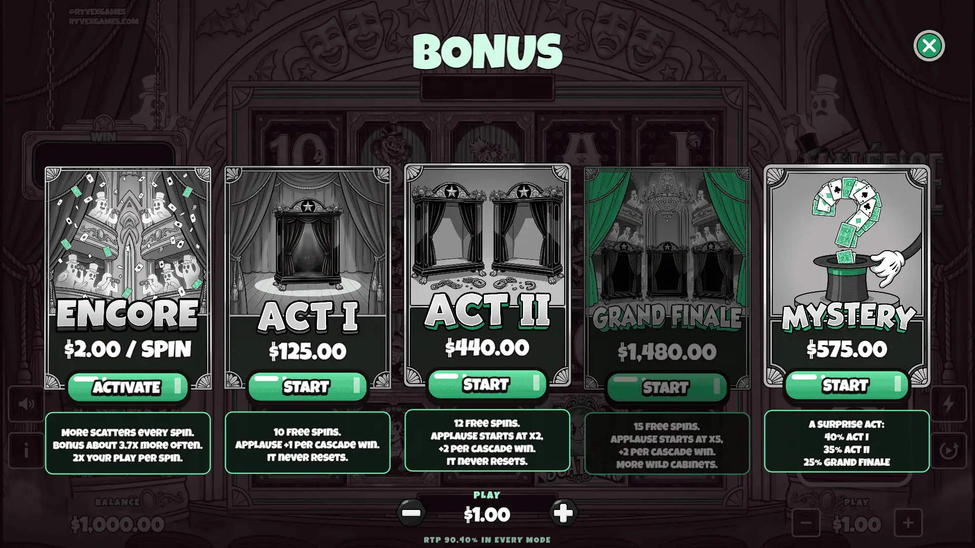 Malefice 100k bonus buy menu