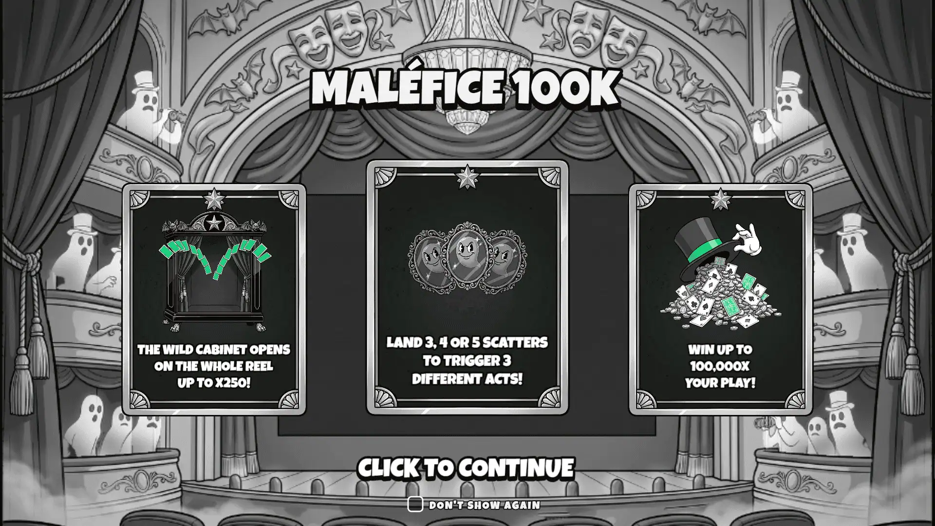 Malefice 100k slot intro screen