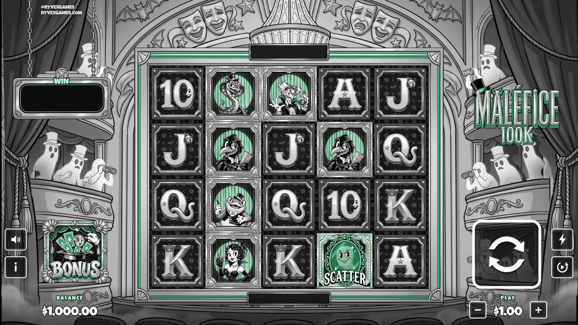 Malefice 100k slot gameplay reels