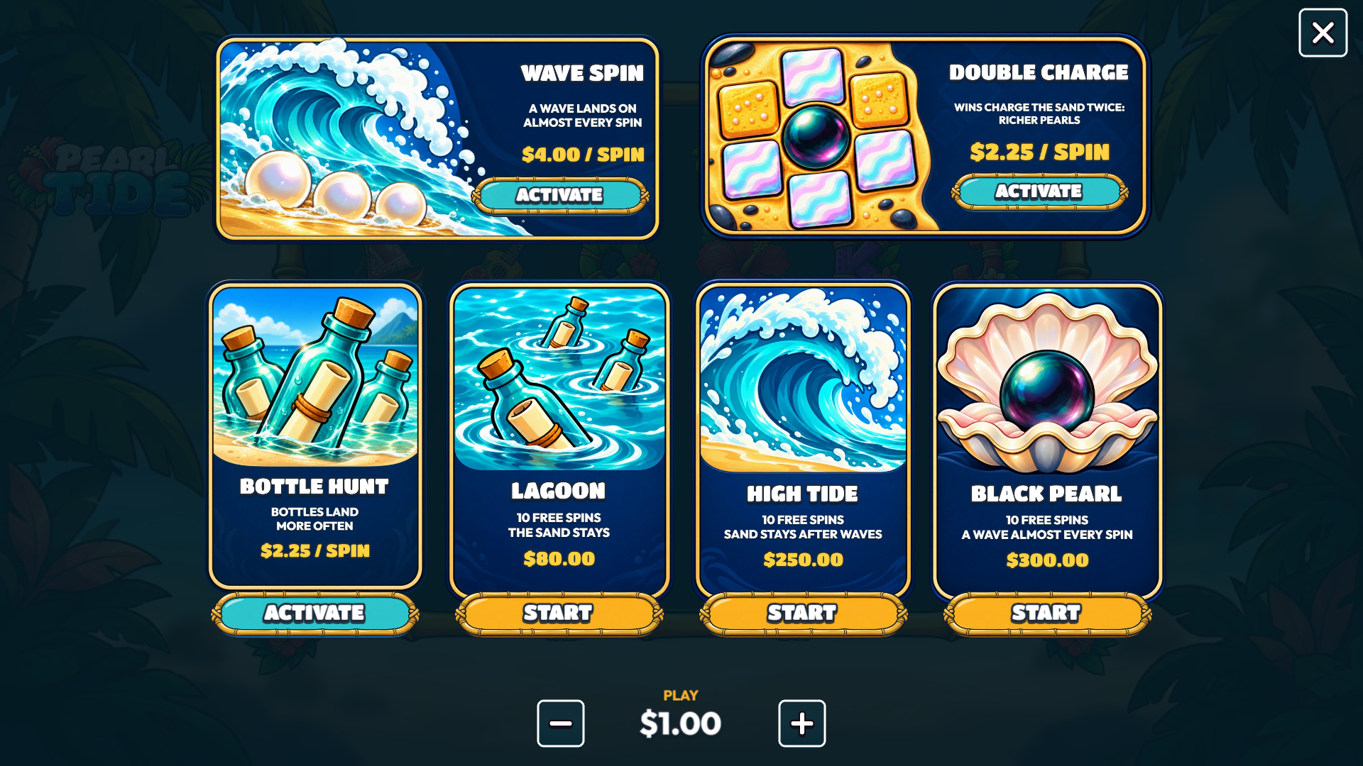 Pearl Tide bonus buy menu