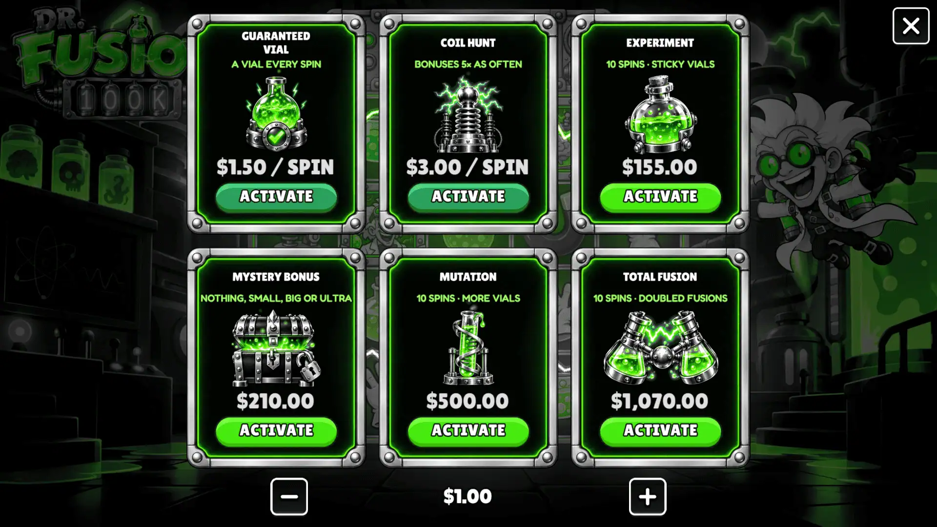 Sir Fusion 100k bonus buy menu