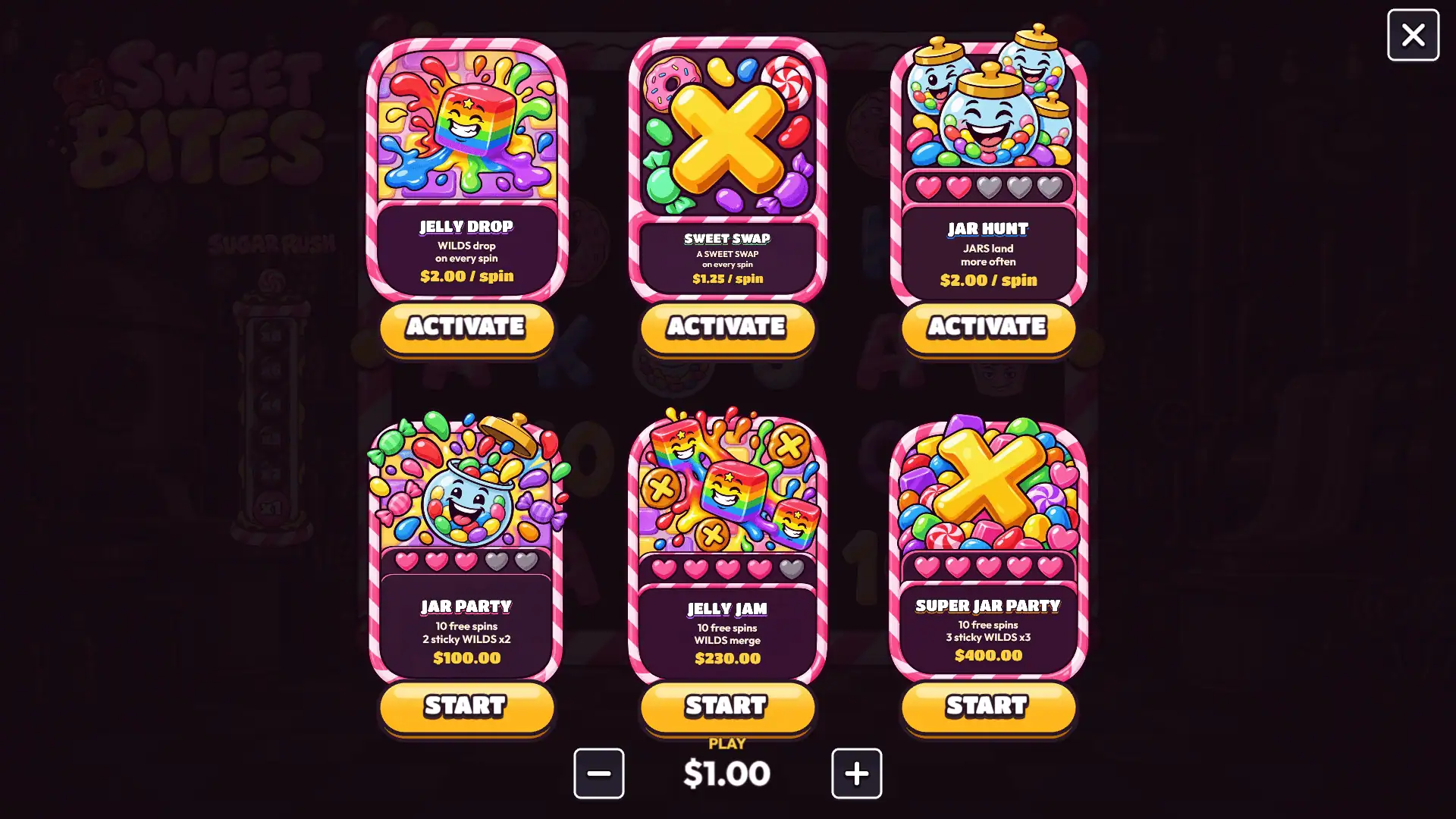 Sweet Bites bonus buy menu