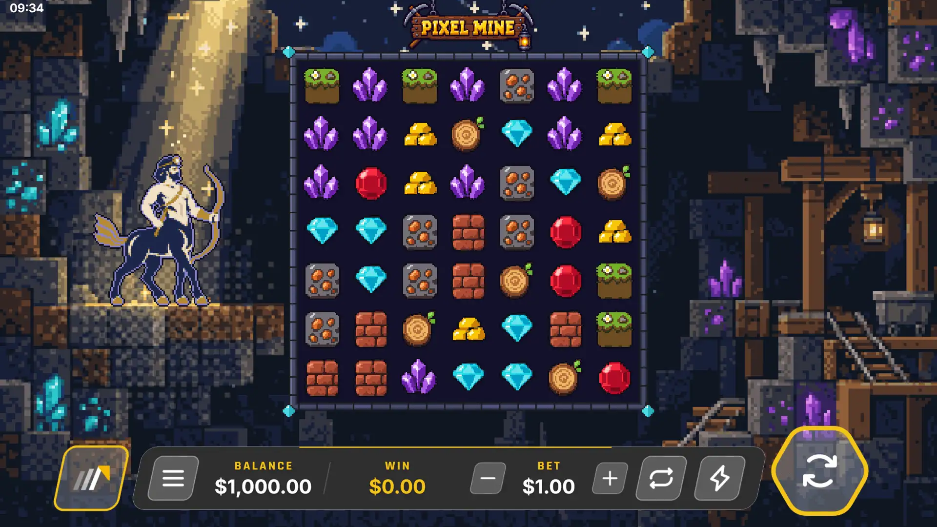 Pixel Mine slot gameplay reels