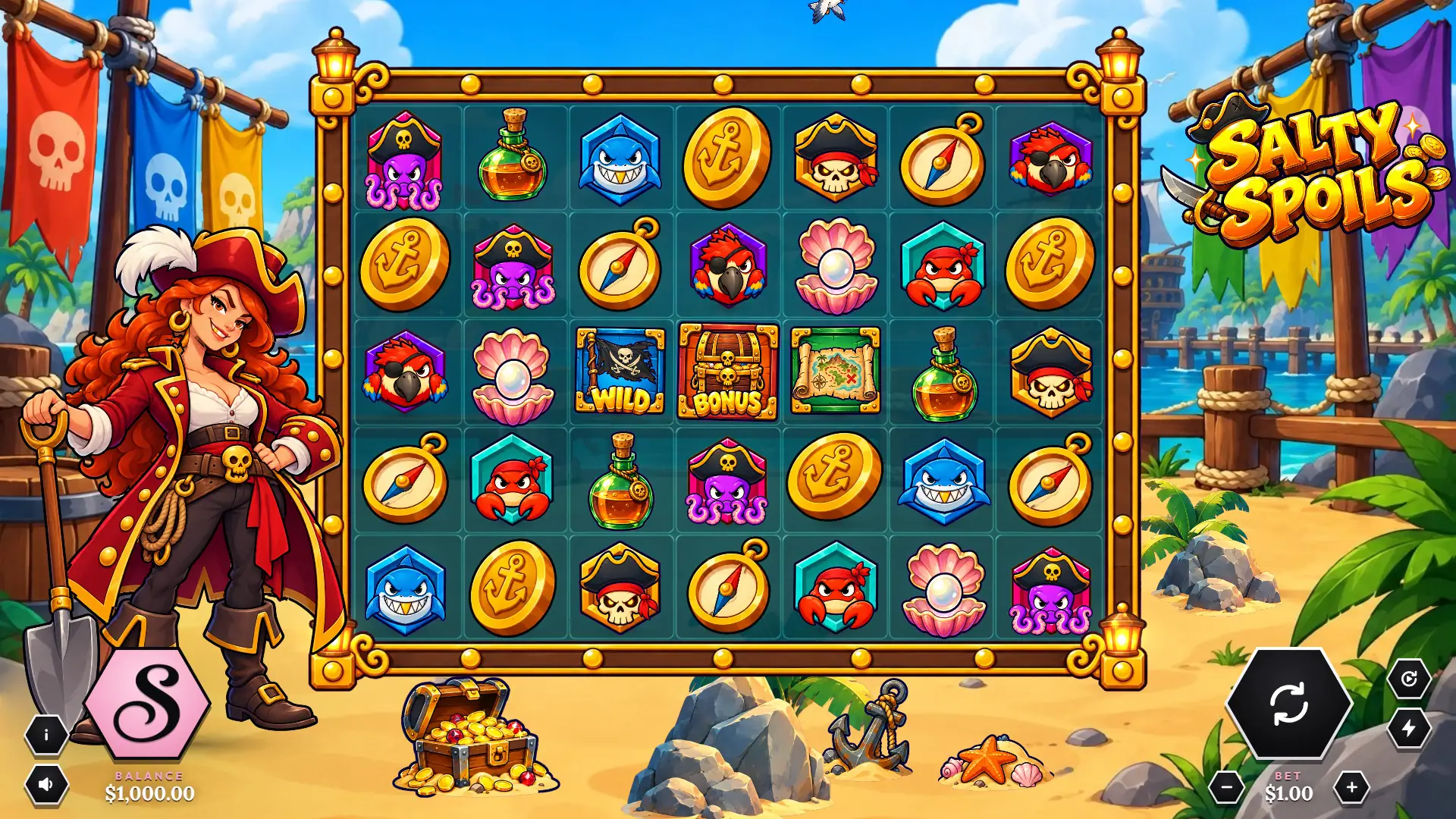 Salty Spoils slot gameplay reels