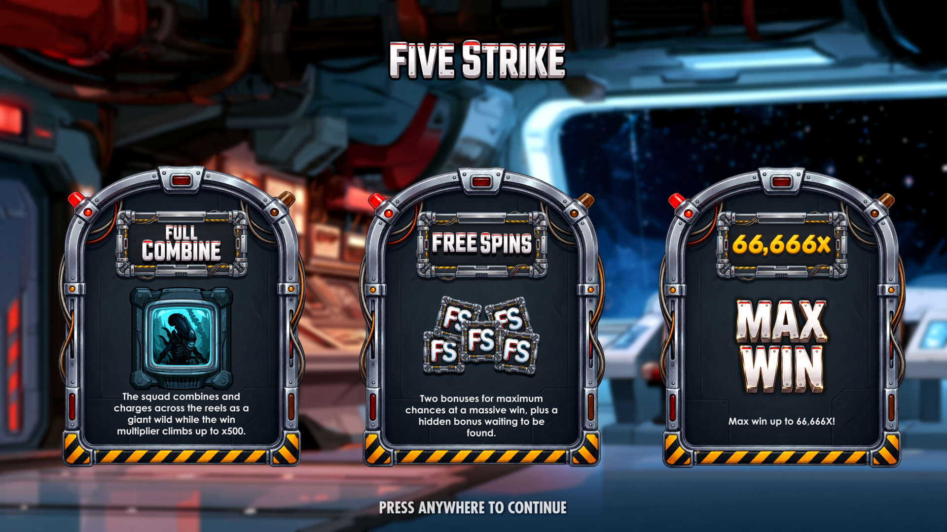 Five Strike slot intro screen