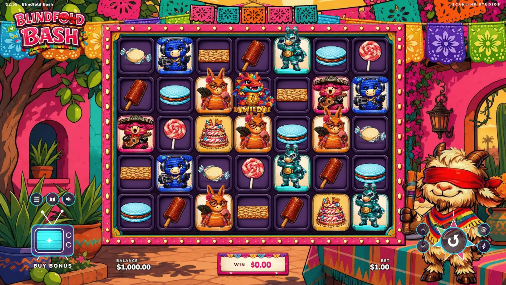 Blindfold Bash slot gameplay reels
