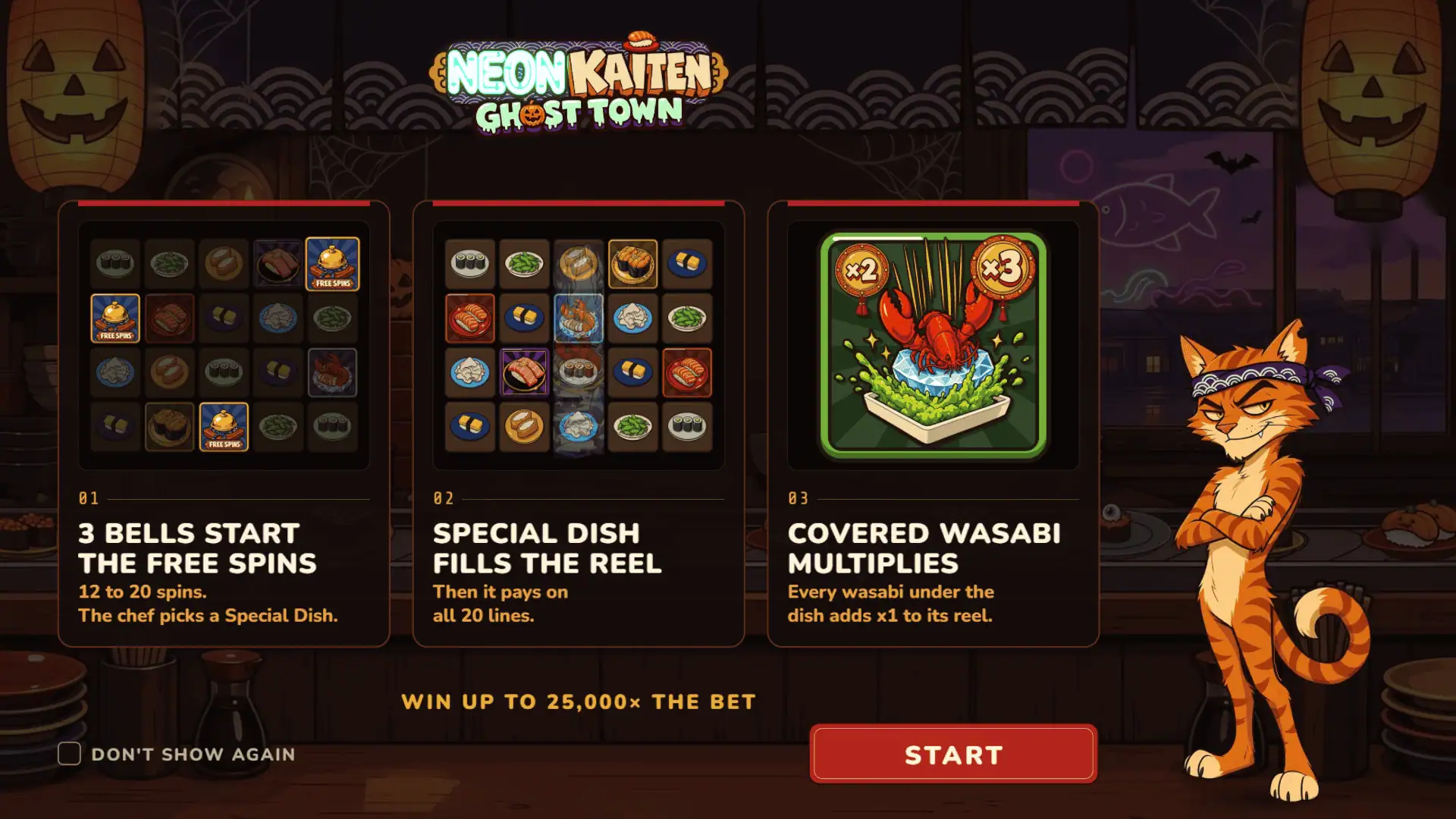 Neon Kaiten Ghost Town slot intro screen