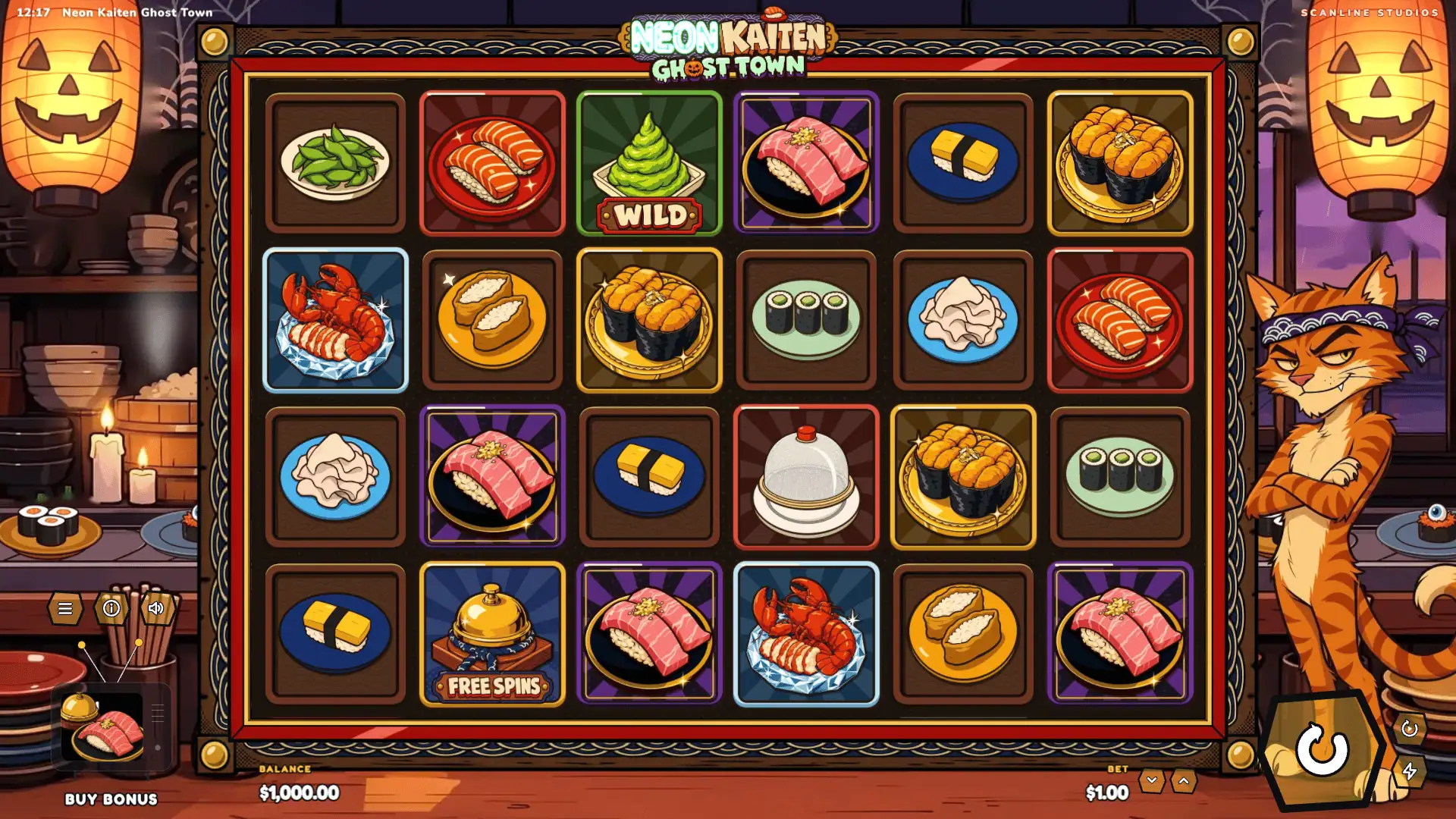 Neon Kaiten Ghost Town slot gameplay reels
