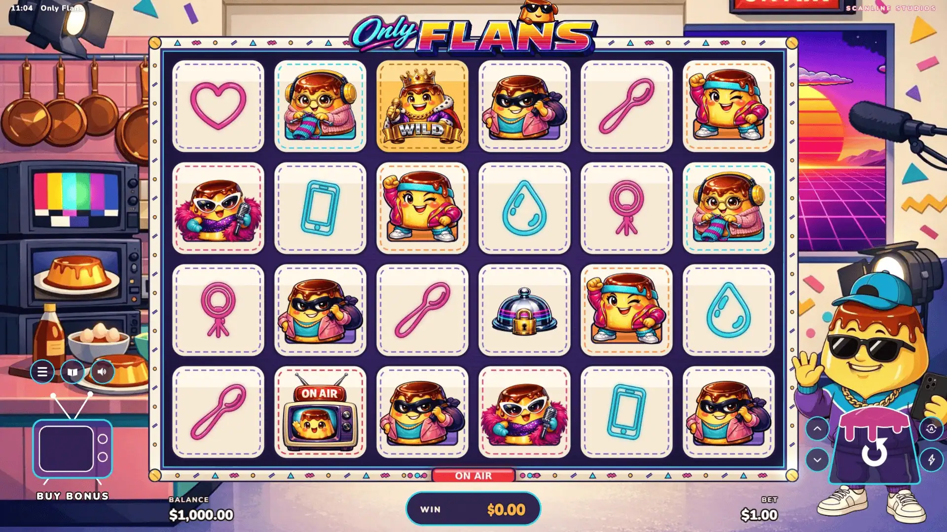 Only Flans slot gameplay reels