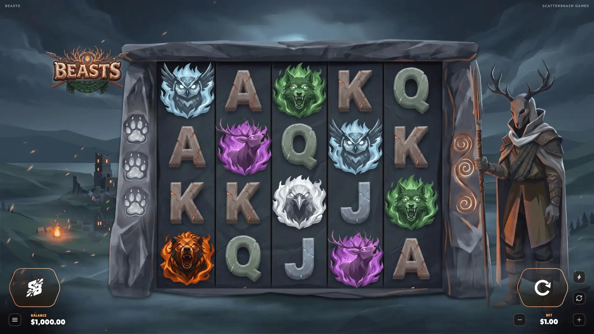 Beasts slot gameplay reels