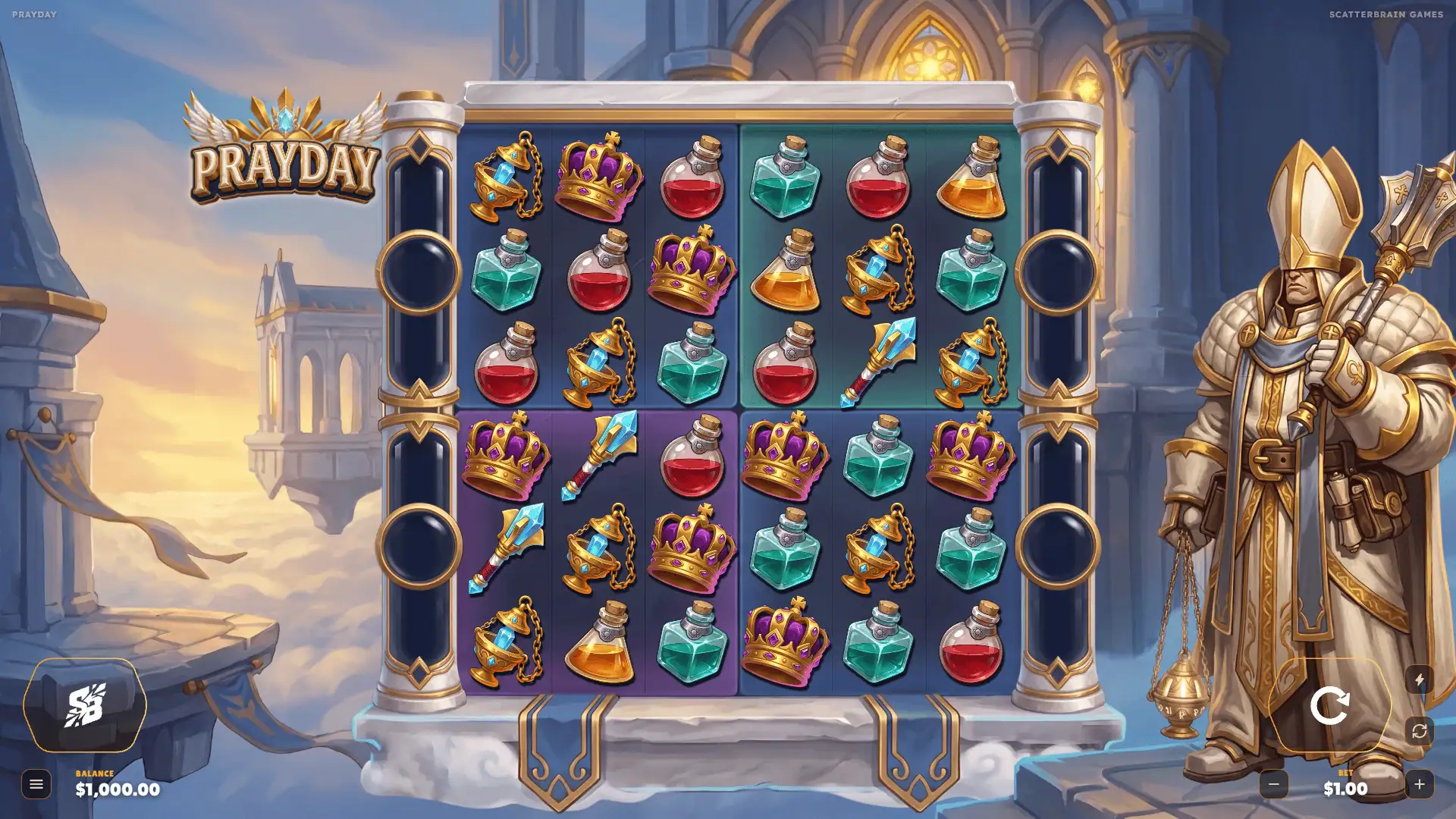 Prayday slot gameplay reels