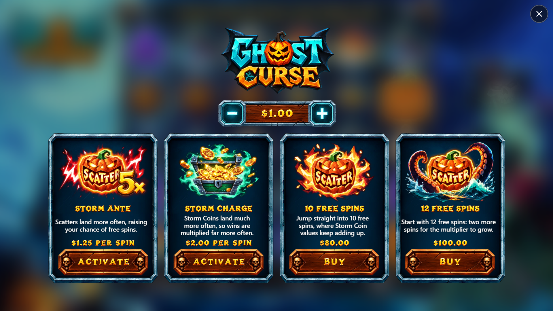 Ghost Curse: Halloween bonus buy menu