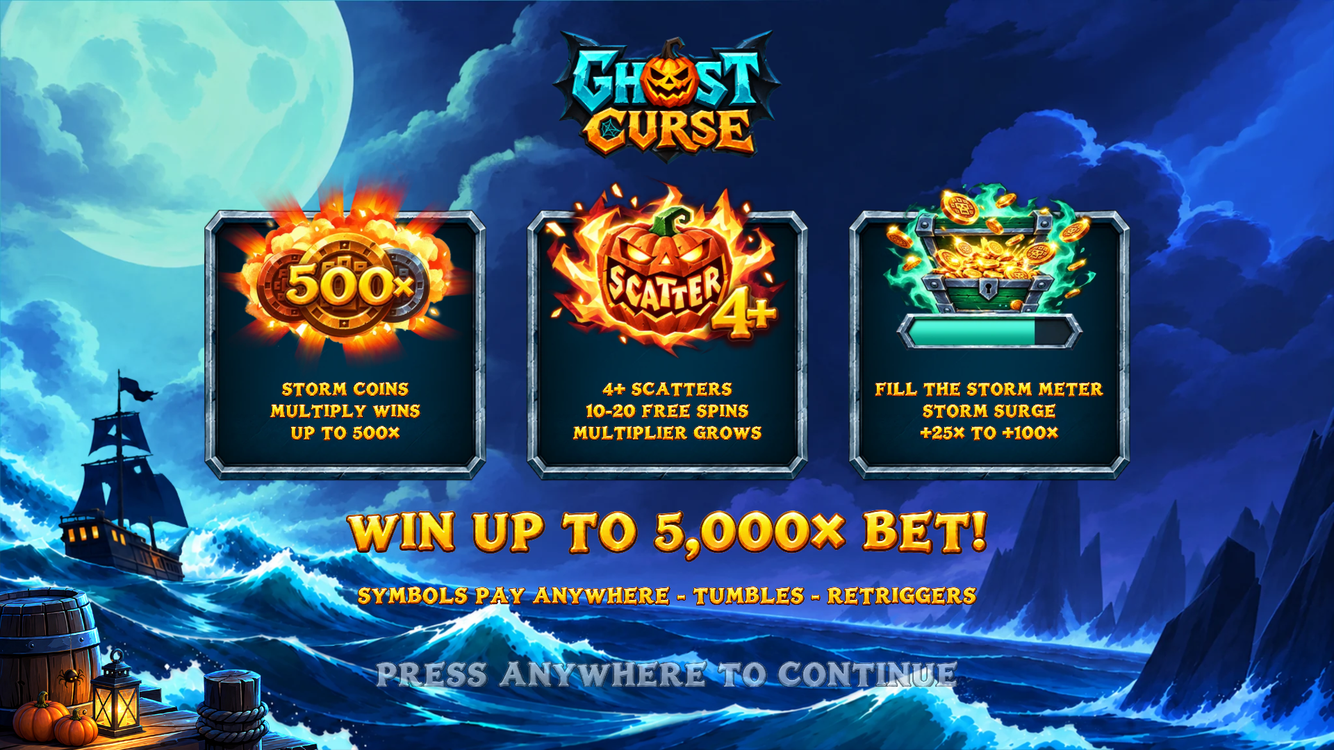Ghost Curse: Halloween slot intro screen