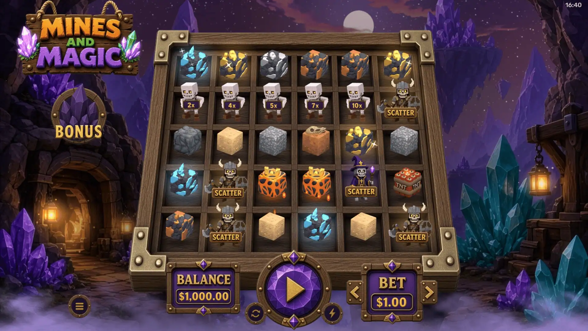 Mines And Magic slot gameplay reels