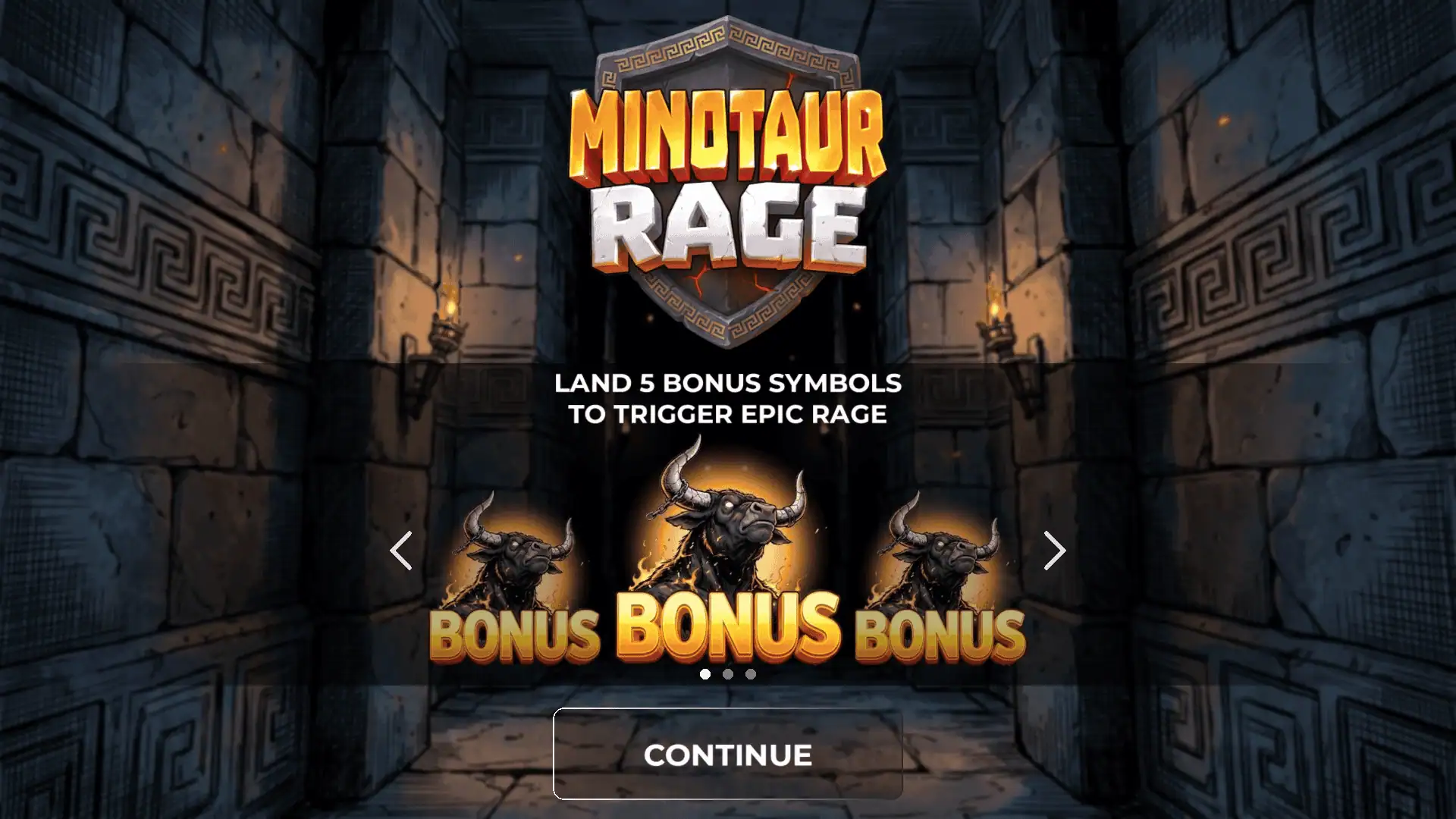 Minotaur Rage slot intro screen