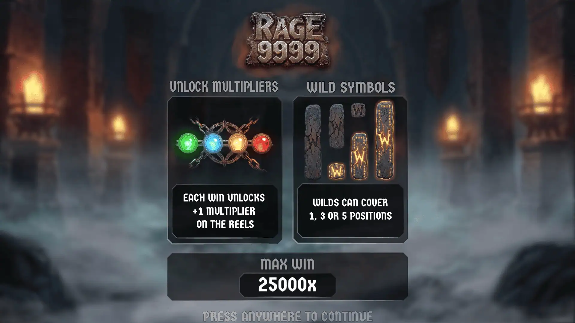Rage 9999 slot intro screen