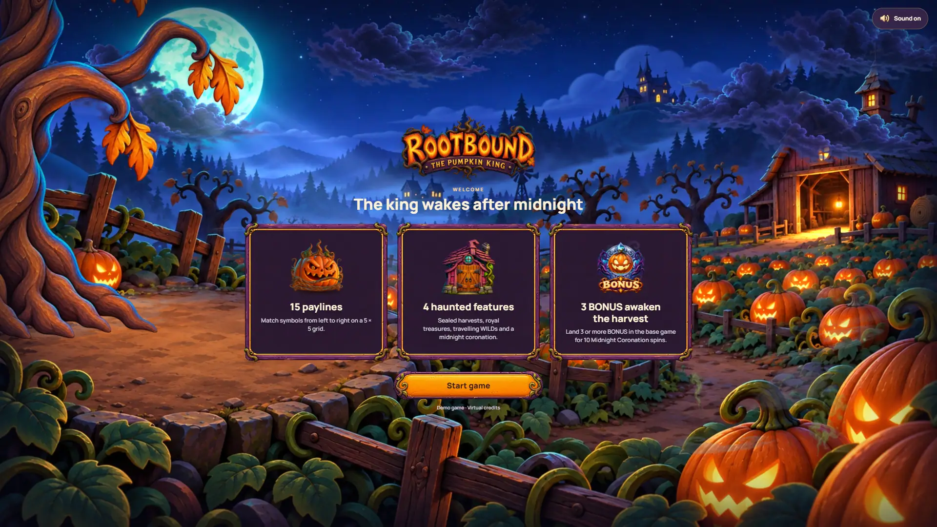 Rootbound slot intro screen