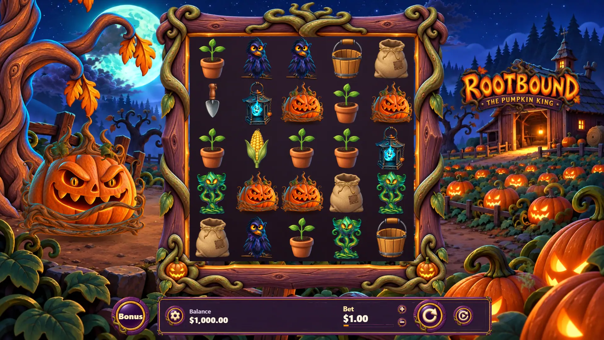 Rootbound slot gameplay reels