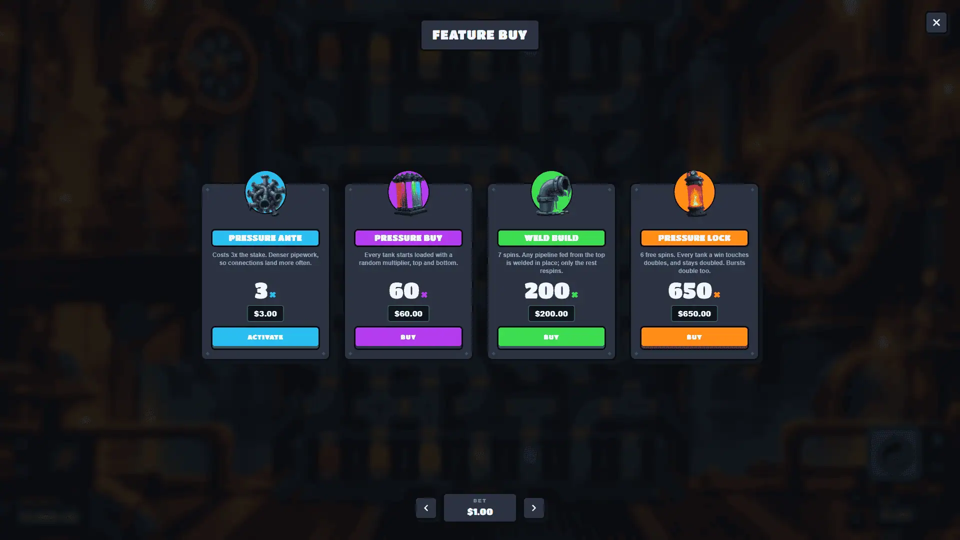 Pipeline bonus buy menu