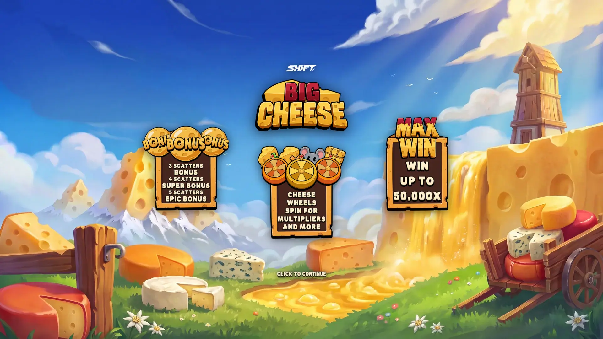 Big Cheese slot intro screen