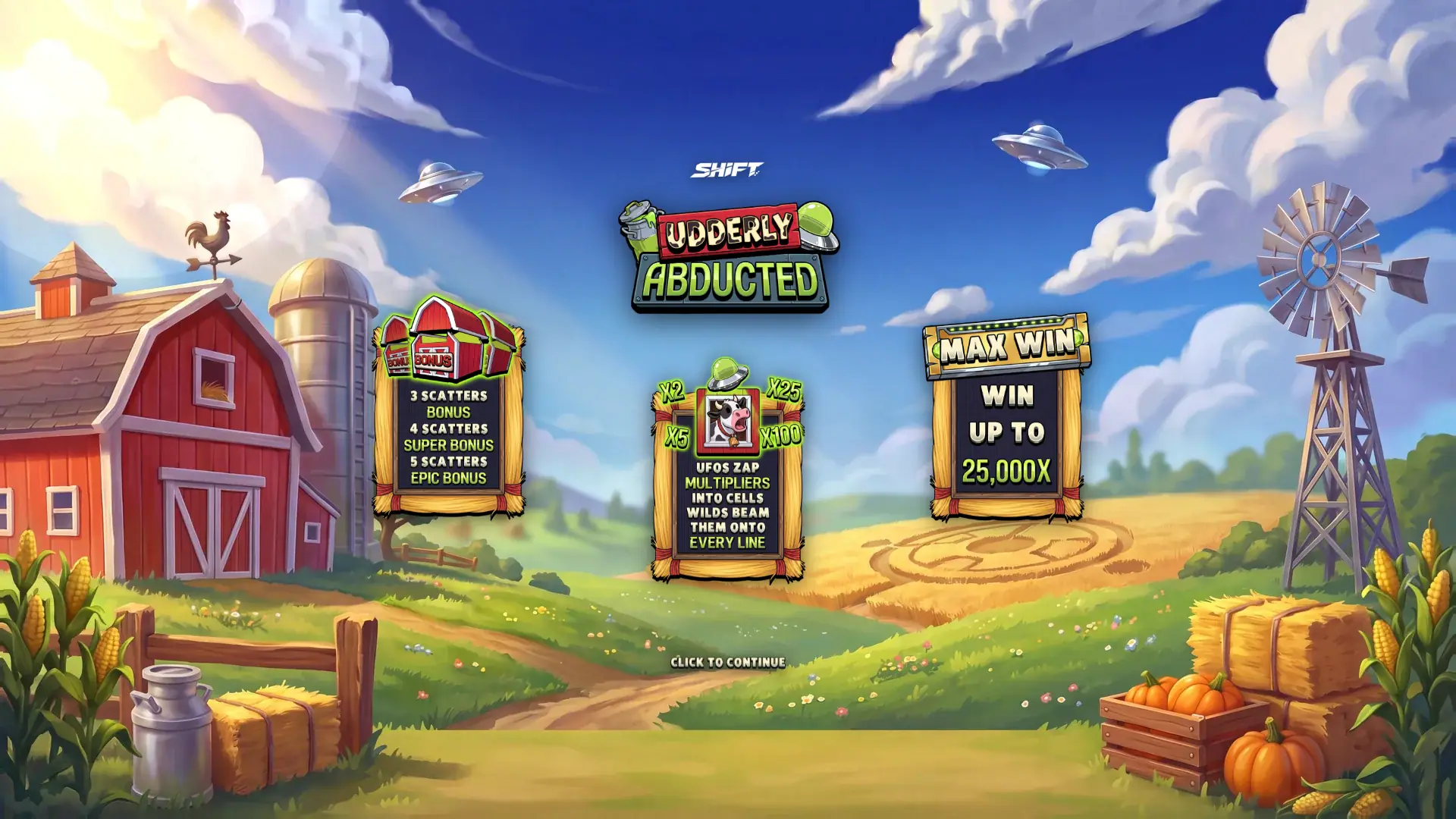 Udderly Abducted slot intro screen