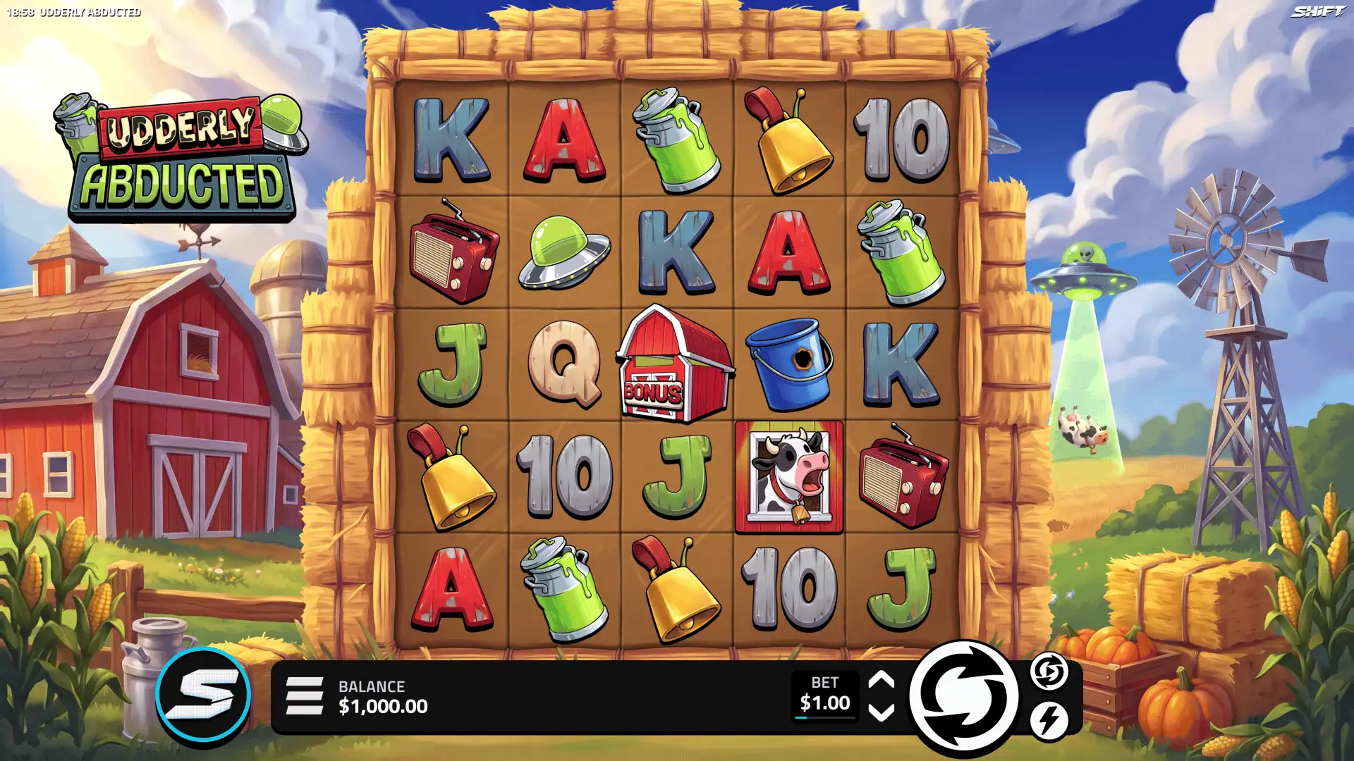 Udderly Abducted slot gameplay reels