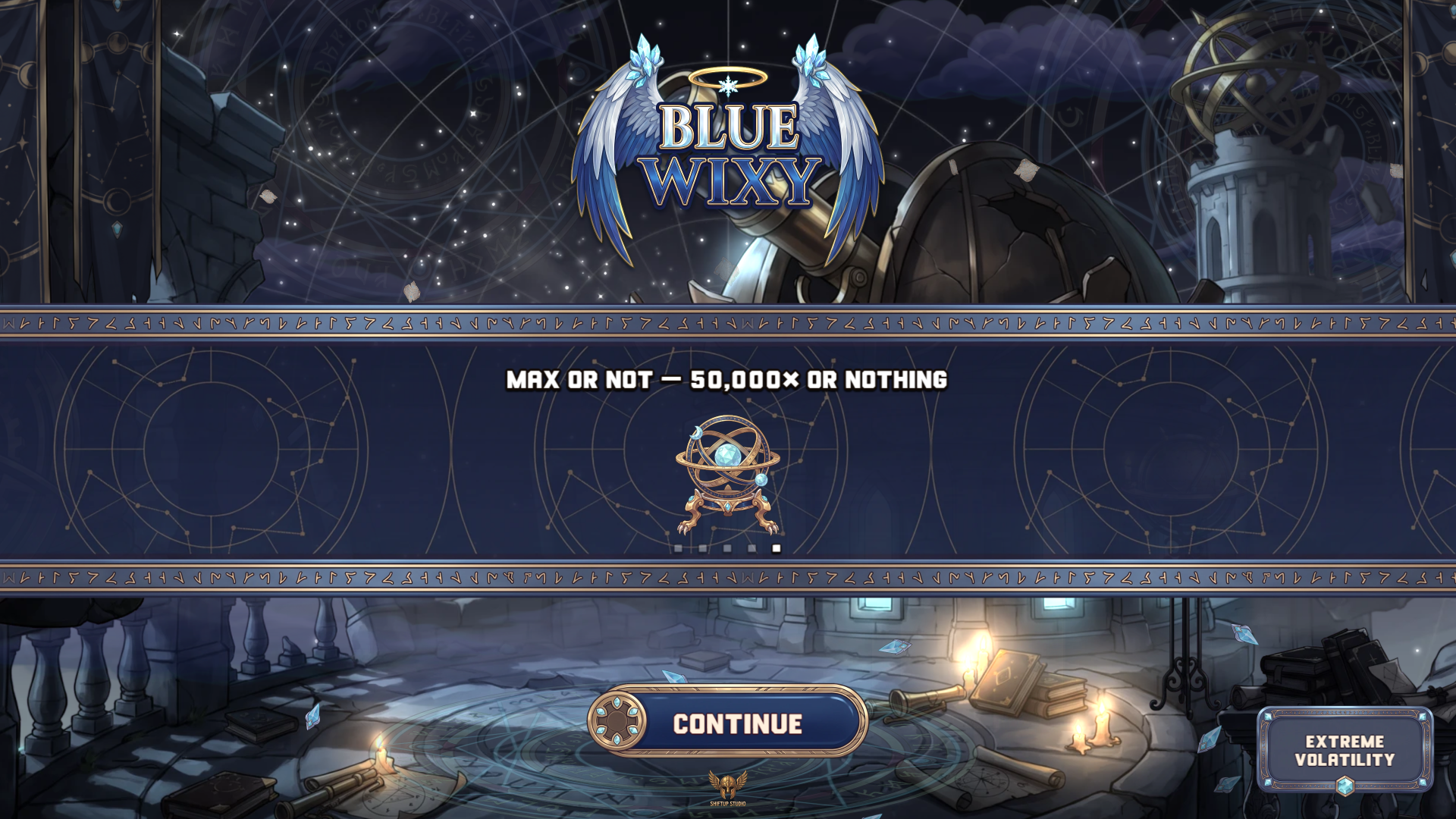 Blue Wixy slot intro screen