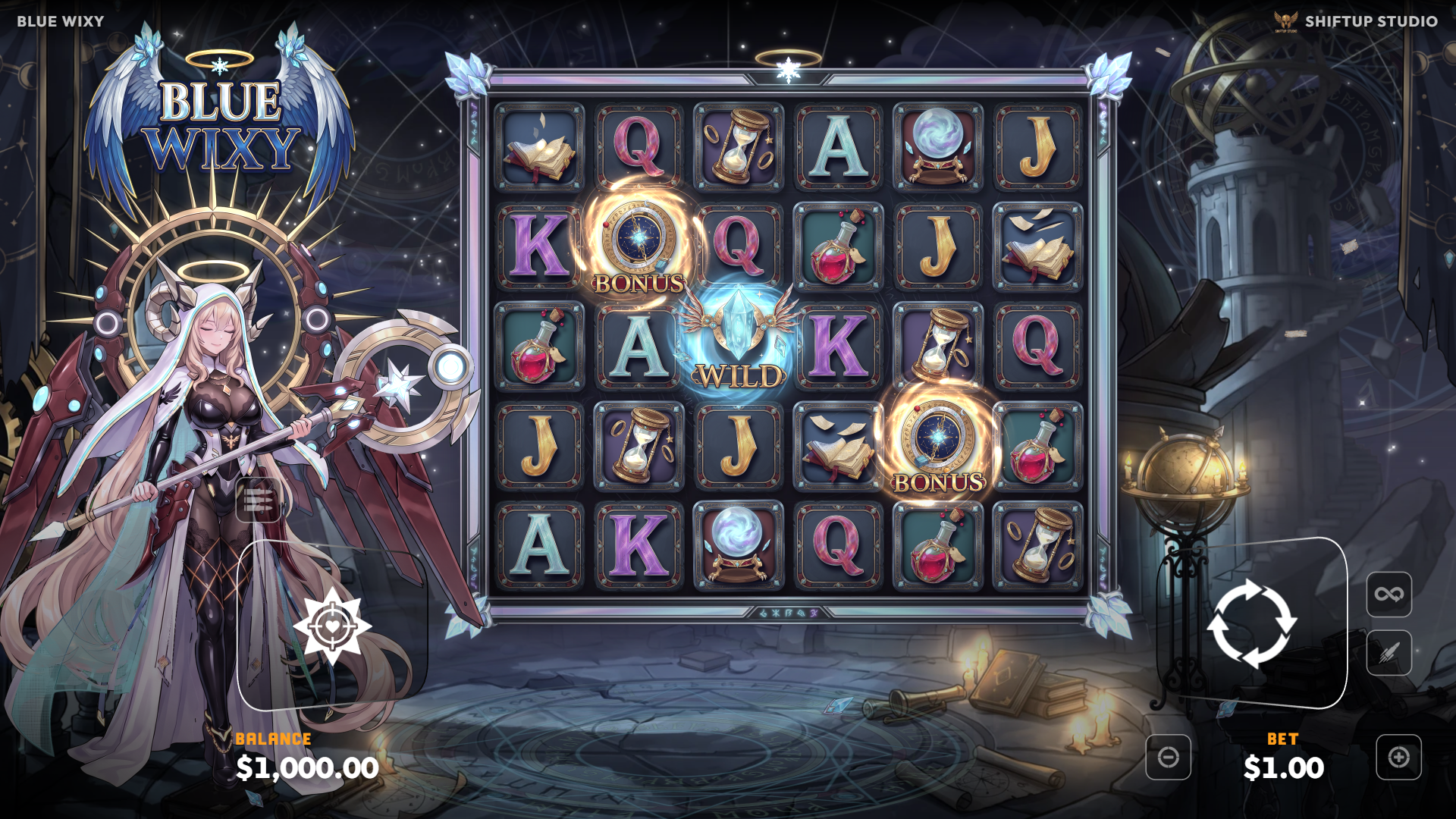 Blue Wixy slot gameplay reels