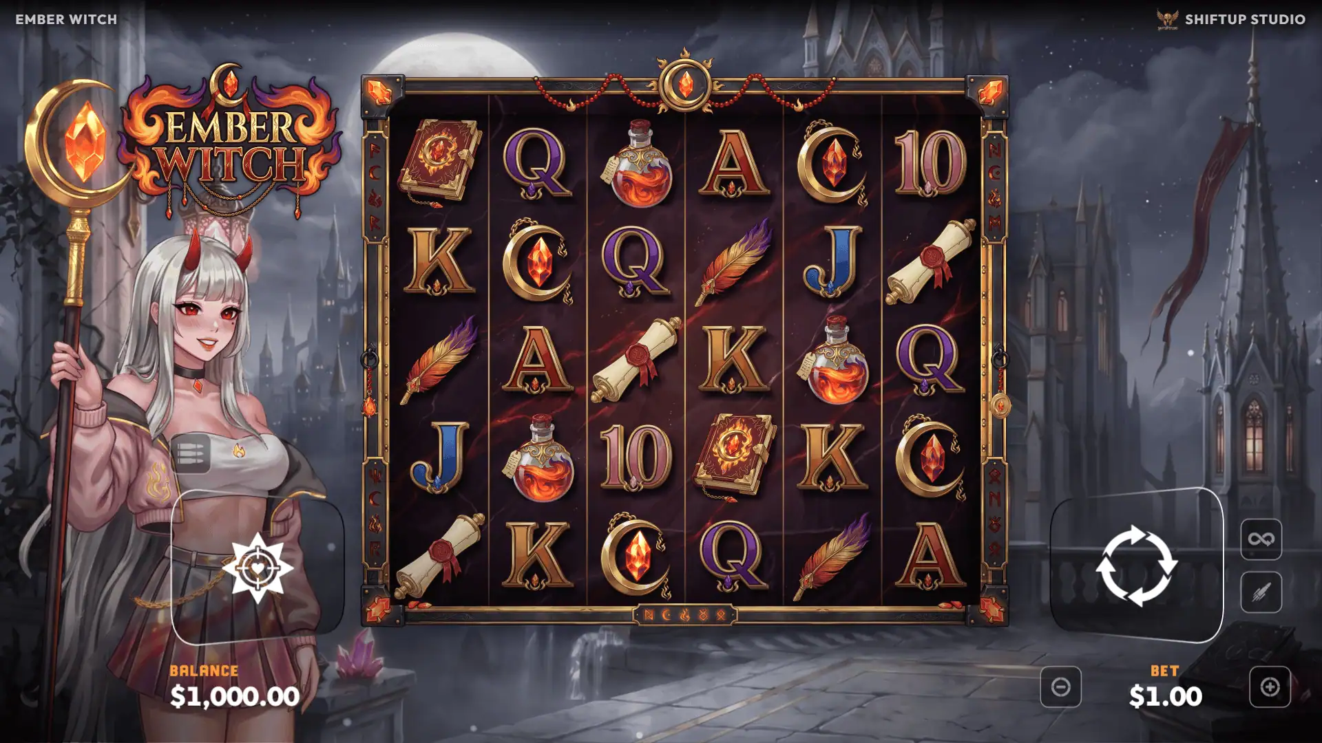 Ember Witch slot gameplay reels