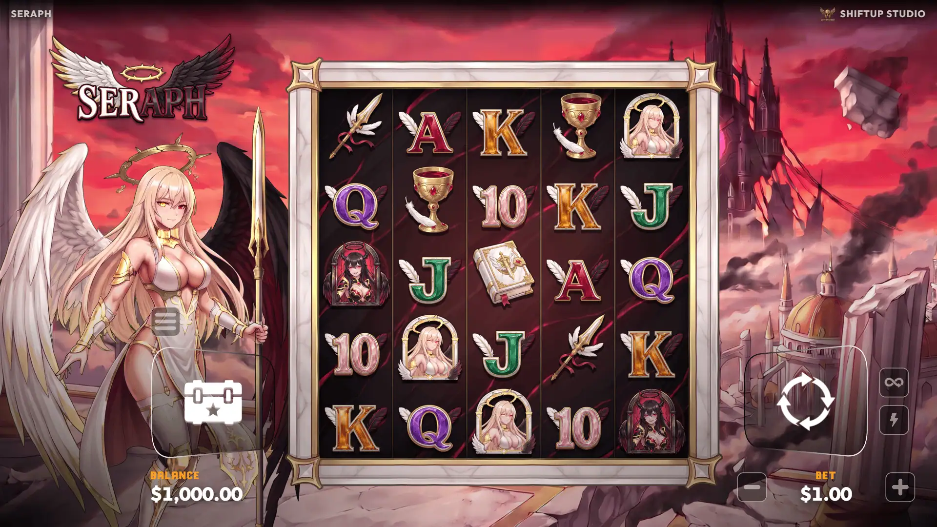 Seraph slot gameplay reels